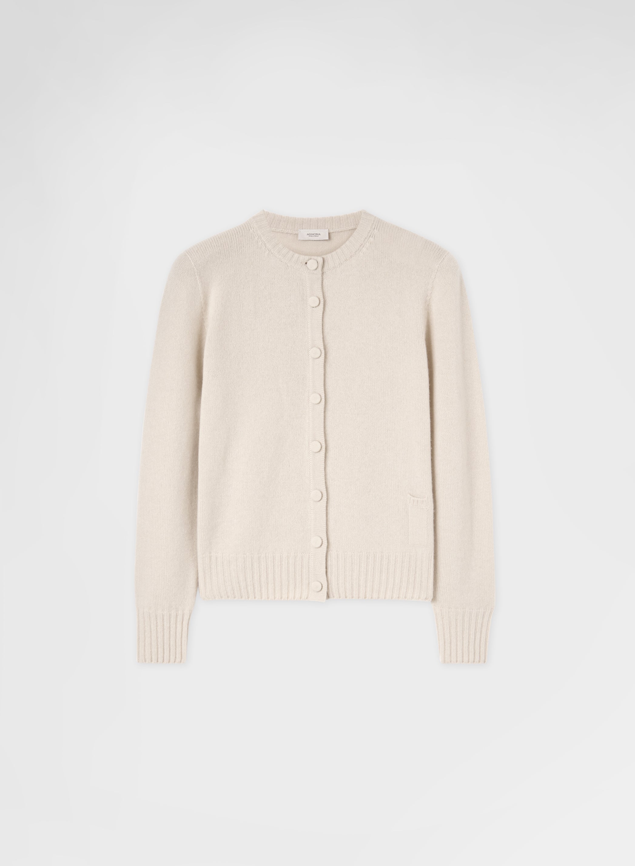 LIPSTICK CREWNECK CARDIGAN CASHMERE GREIGE