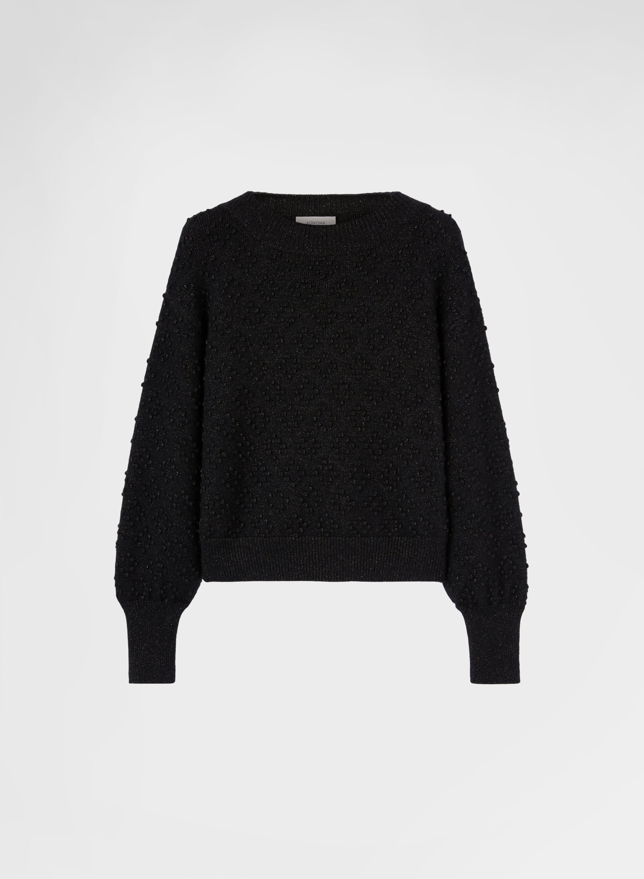 BRIGHT CASHMERE MULTI DOTS BOAT NECK SWEATER BLACK