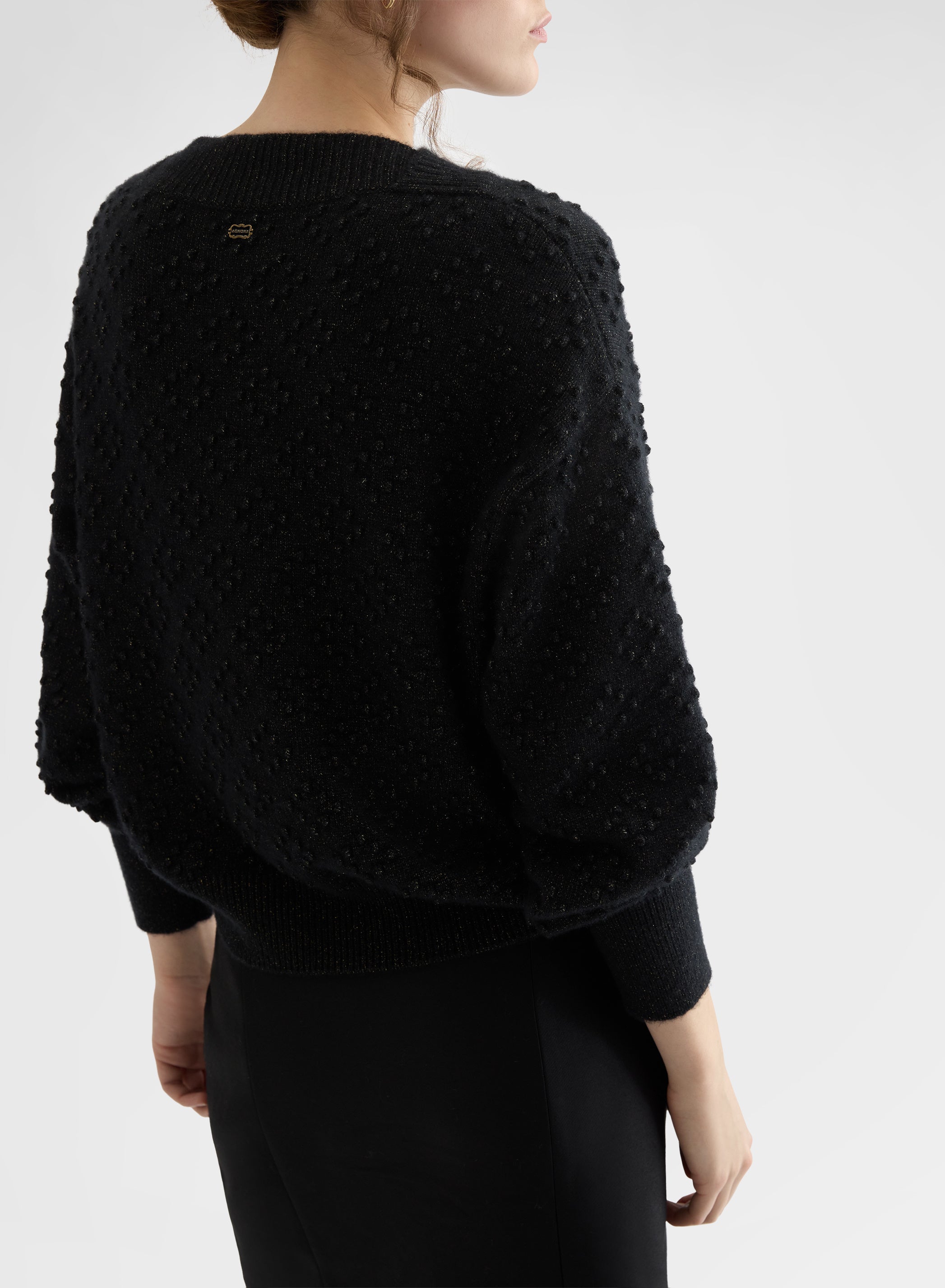BRIGHT CASHMERE MULTI DOTS BOAT NECK SWEATER BLACK