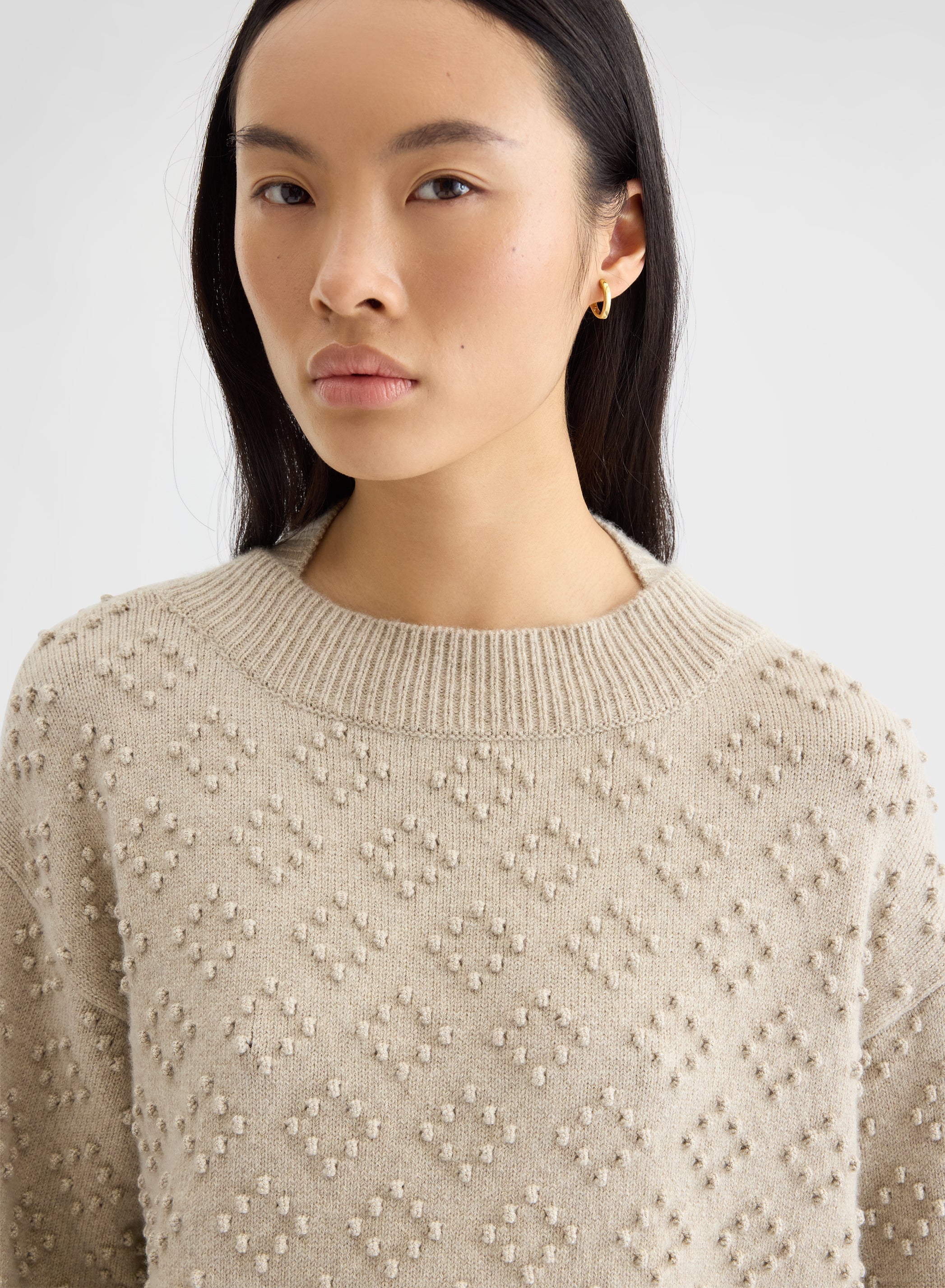 BRIGHT CASHMERE MULTI DOTS BOAT NECK SWEATER SNOW