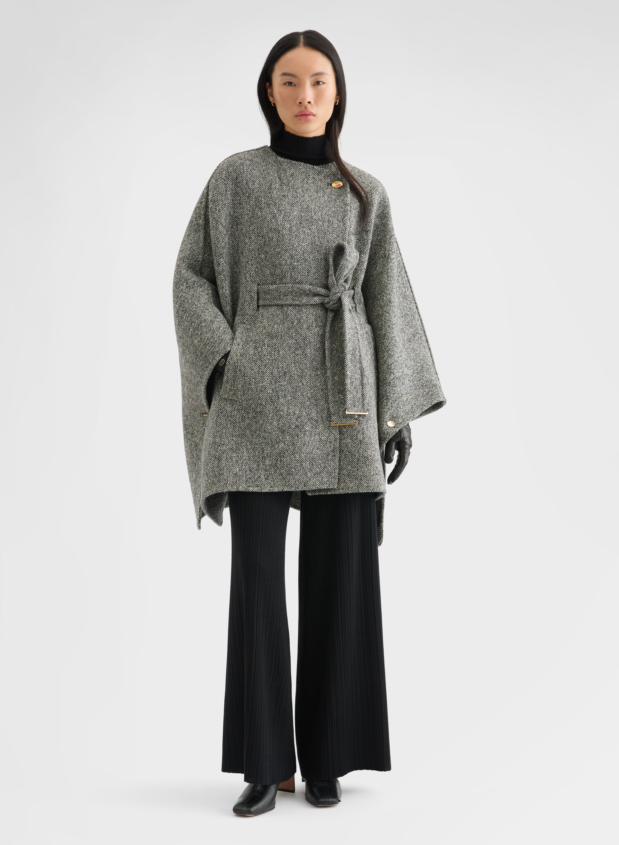 CORTECCIA STITCH HIGH WAISTED STRAIGHT PANTS BLACK