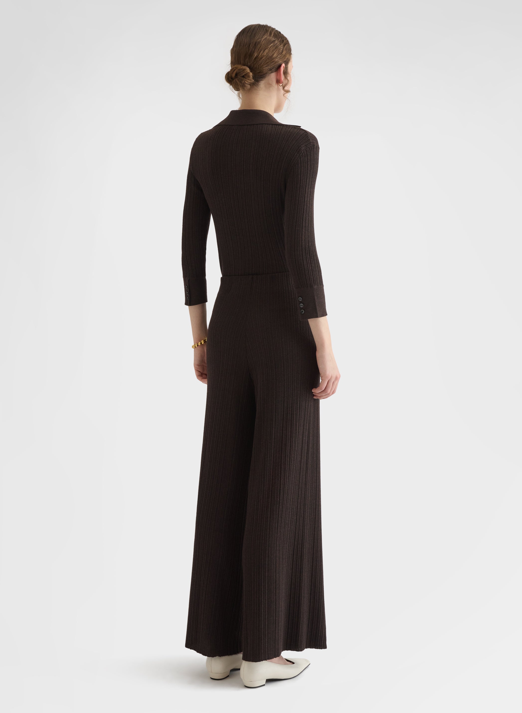 CORTECCIA STITCH HIGH WAISTED STRAIGHT PANTS EBONY