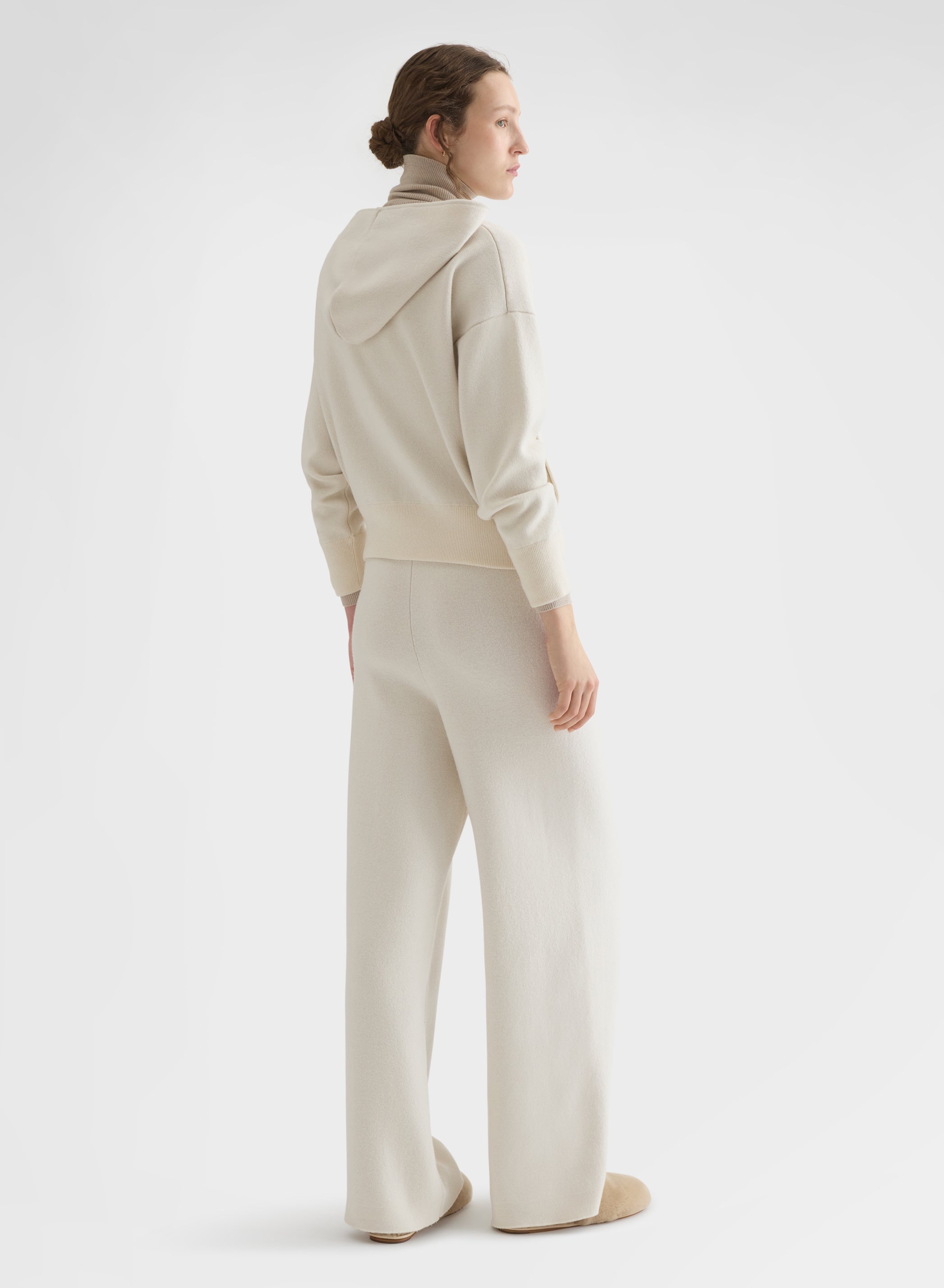 CASHMERE WOOL SILK JOGGERS WHITE