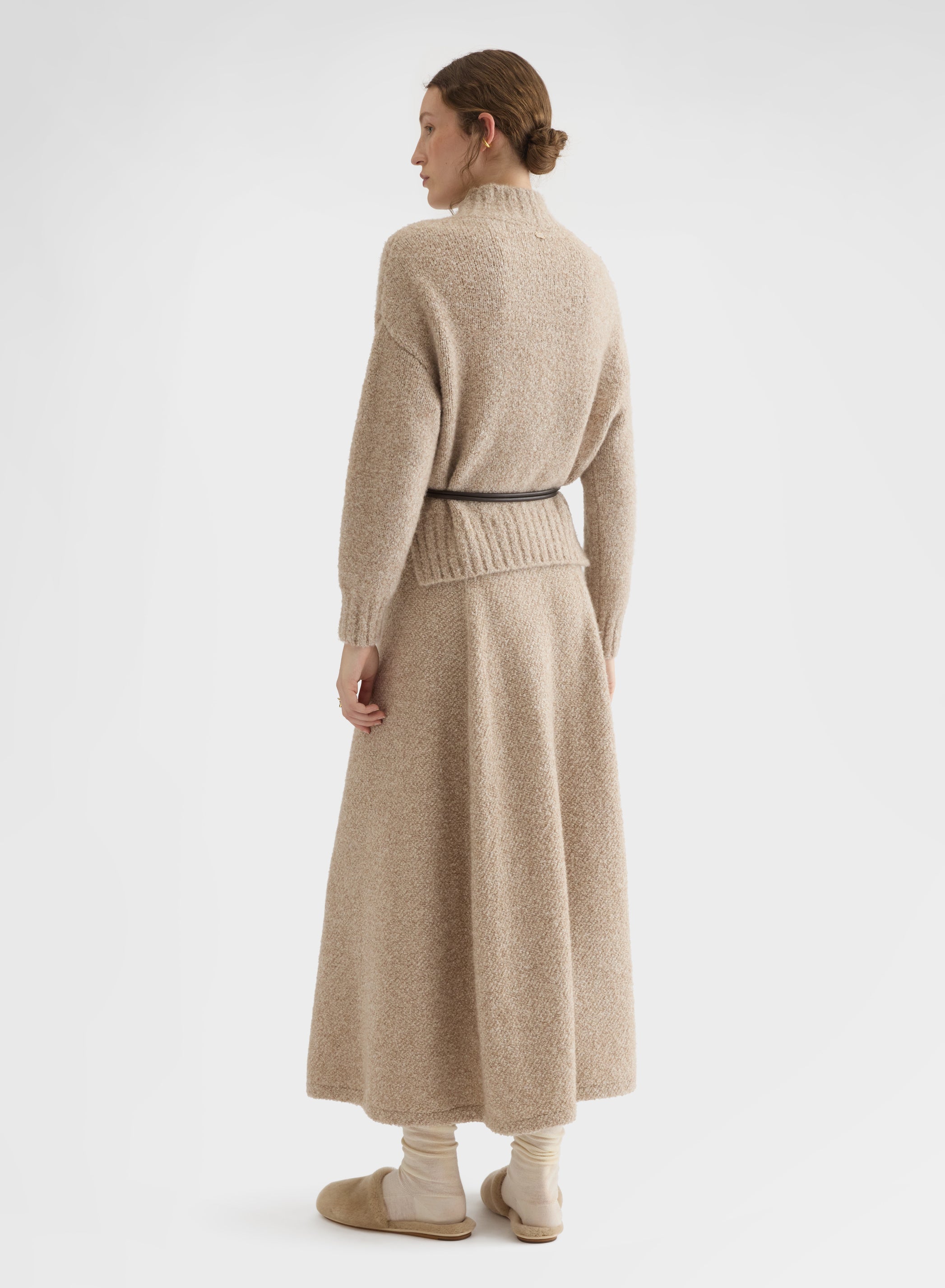 COCOON CASHMERE SILK BOUCLÉ SKIRT CHAMPAGNE