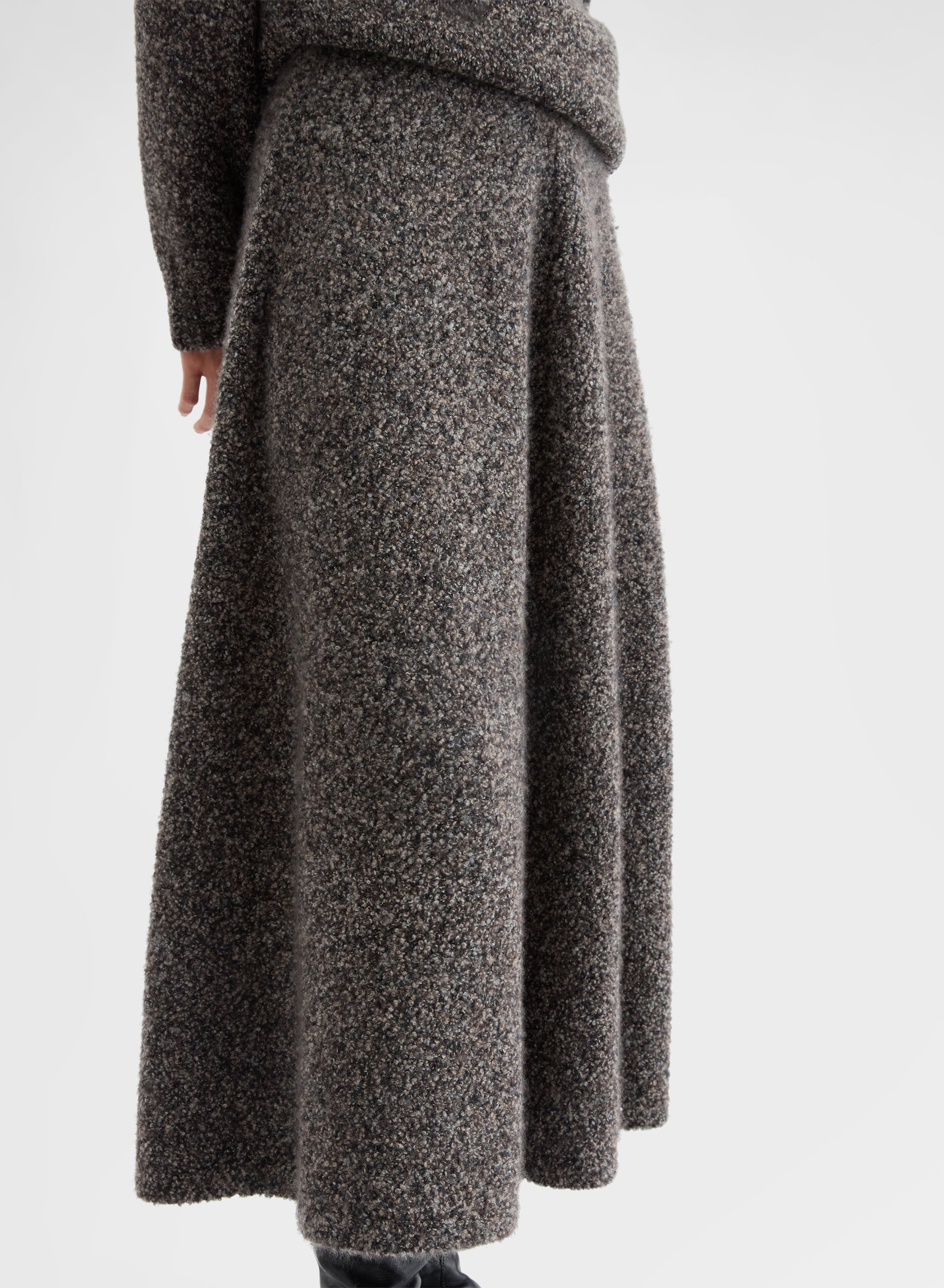COCOON CASHMERE SILK BOUCLÉ SKIRT CHOCOLATE
