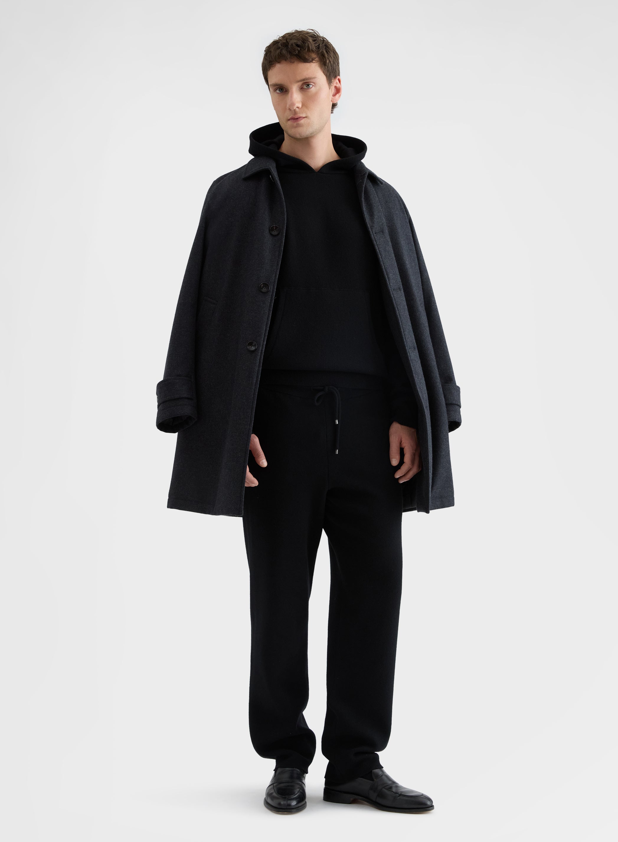 CASHMERE WOOL SILK HOODIE BLACK