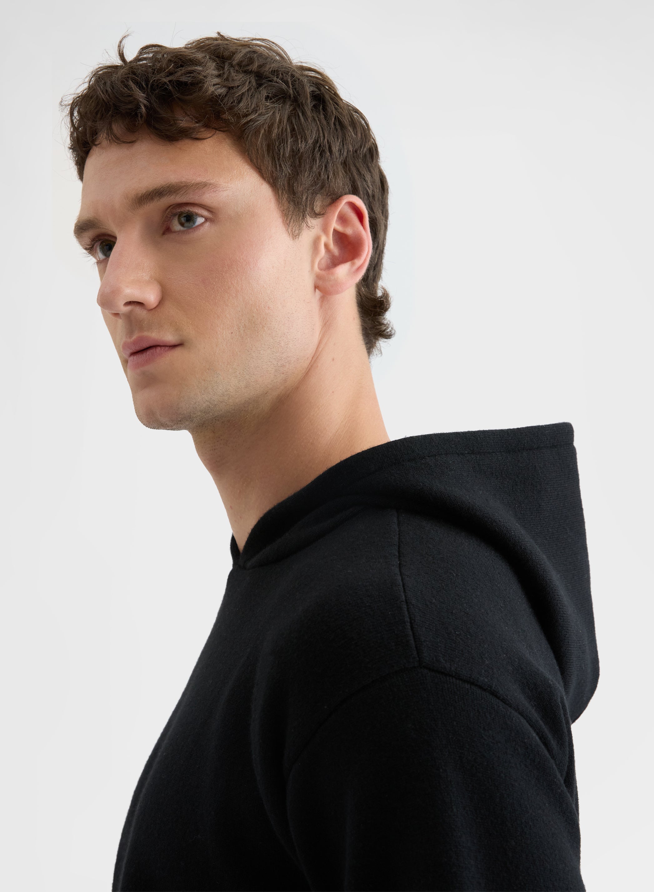 CASHMERE WOOL SILK HOODIE BLACK