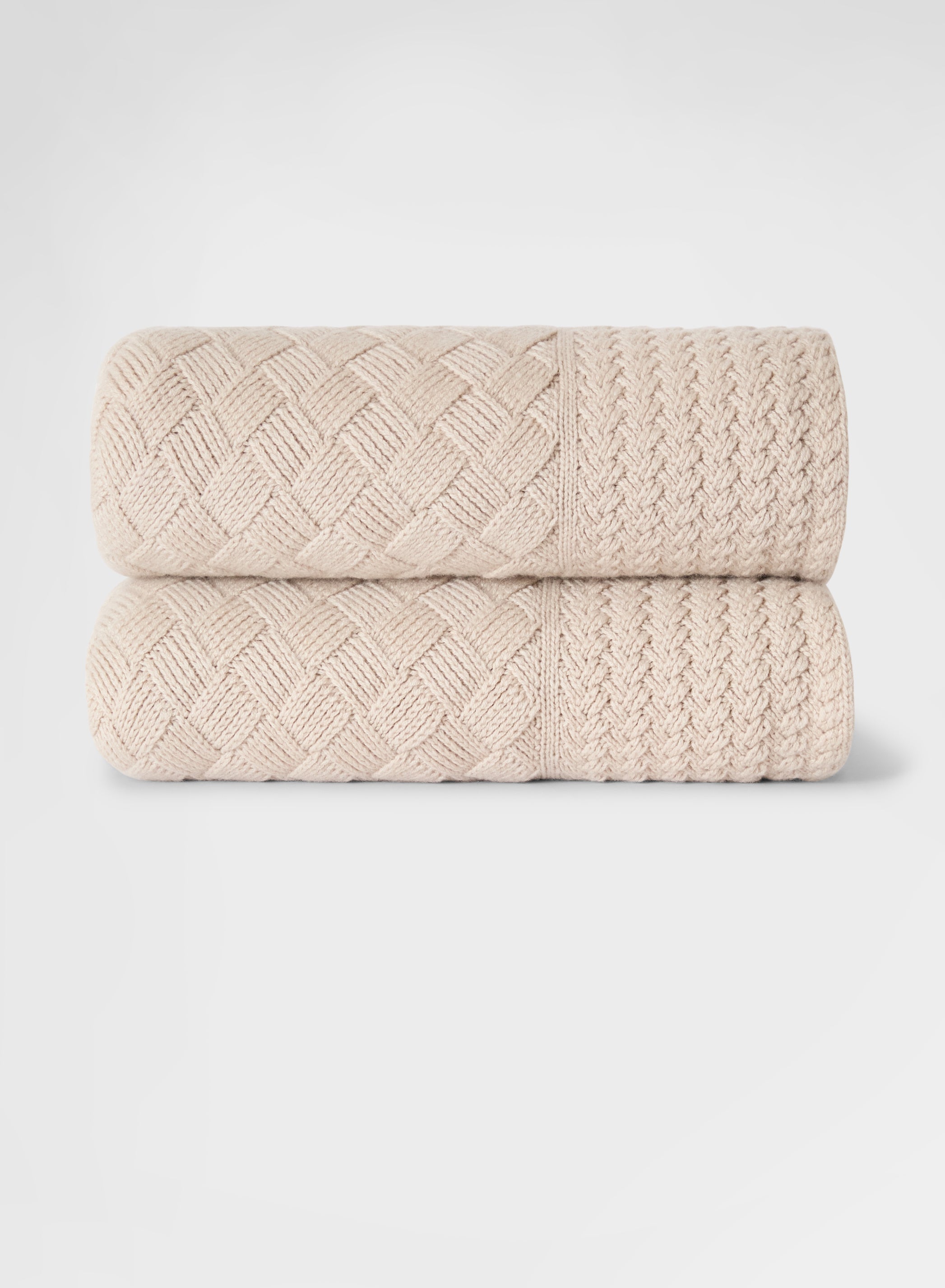 CROCHET CASHMERE KNITTED PLAID GREIGE