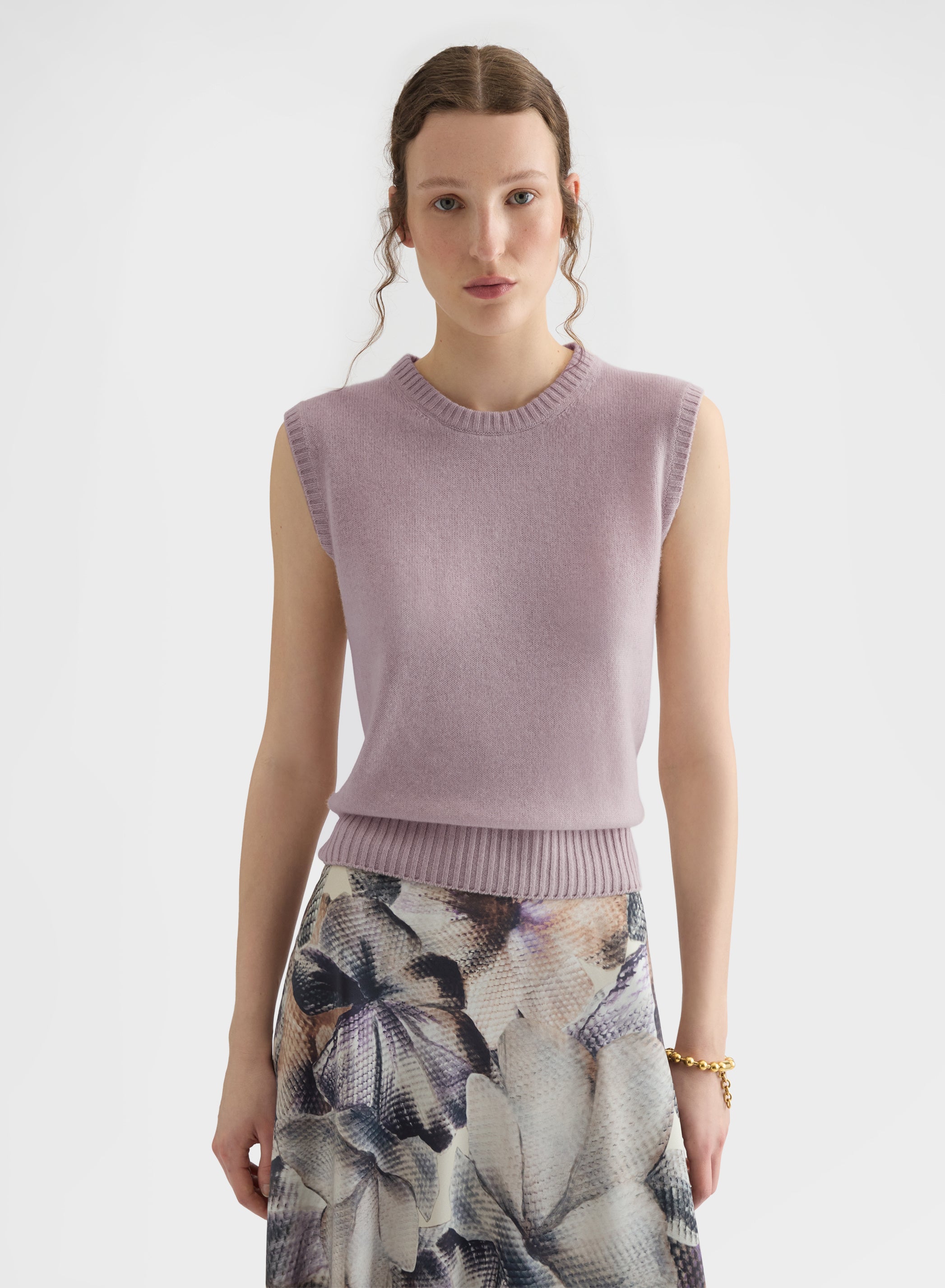 LIPSTICK CREWNECK TOP CASHMERE MAUVE