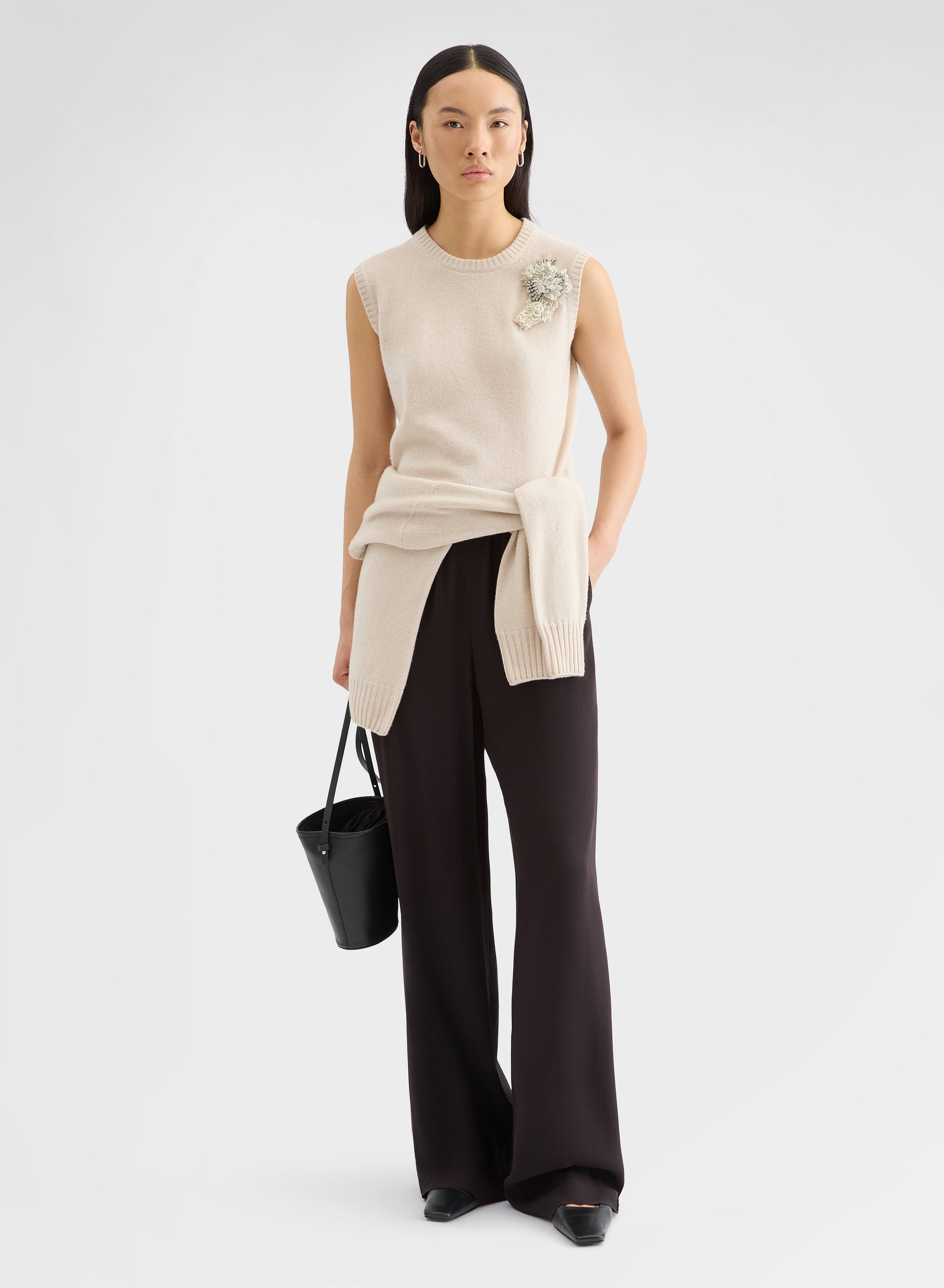 LIPSTICK CREWNECK TOP CASHMERE GREIGE