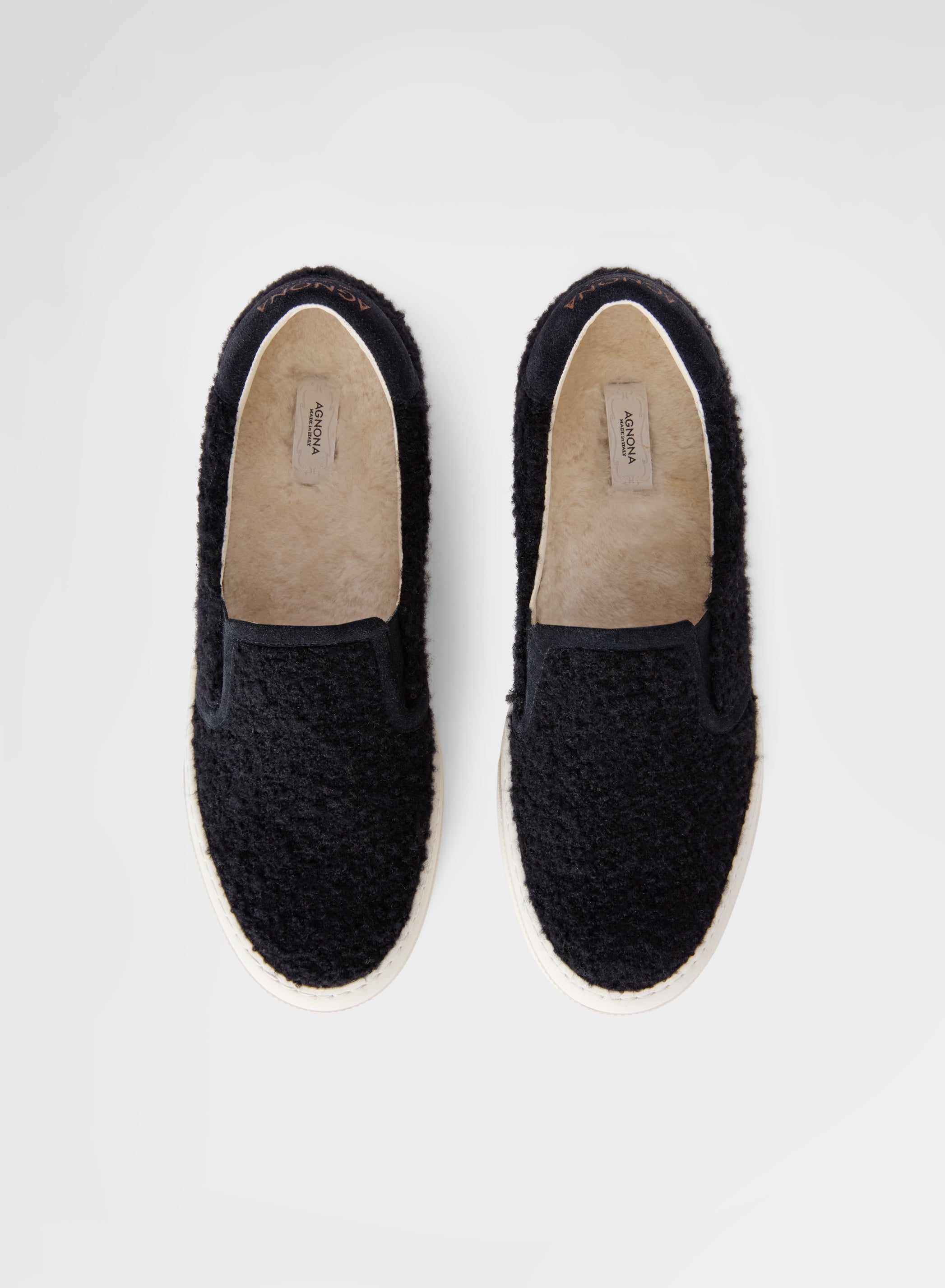 SHIMMERING BOUCLE SLIP ON BLACK