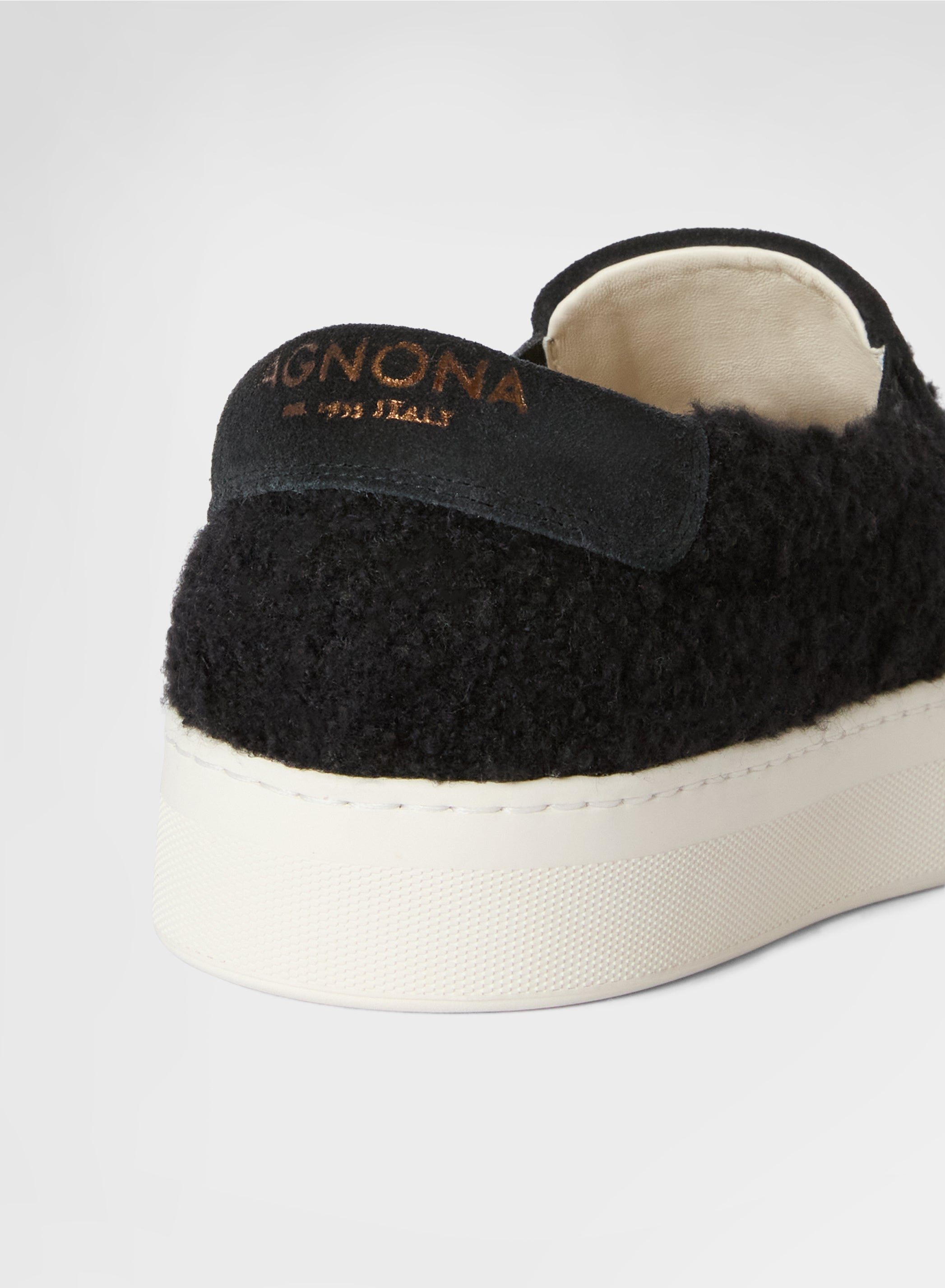 SHIMMERING BOUCLE SLIP ON BLACK
