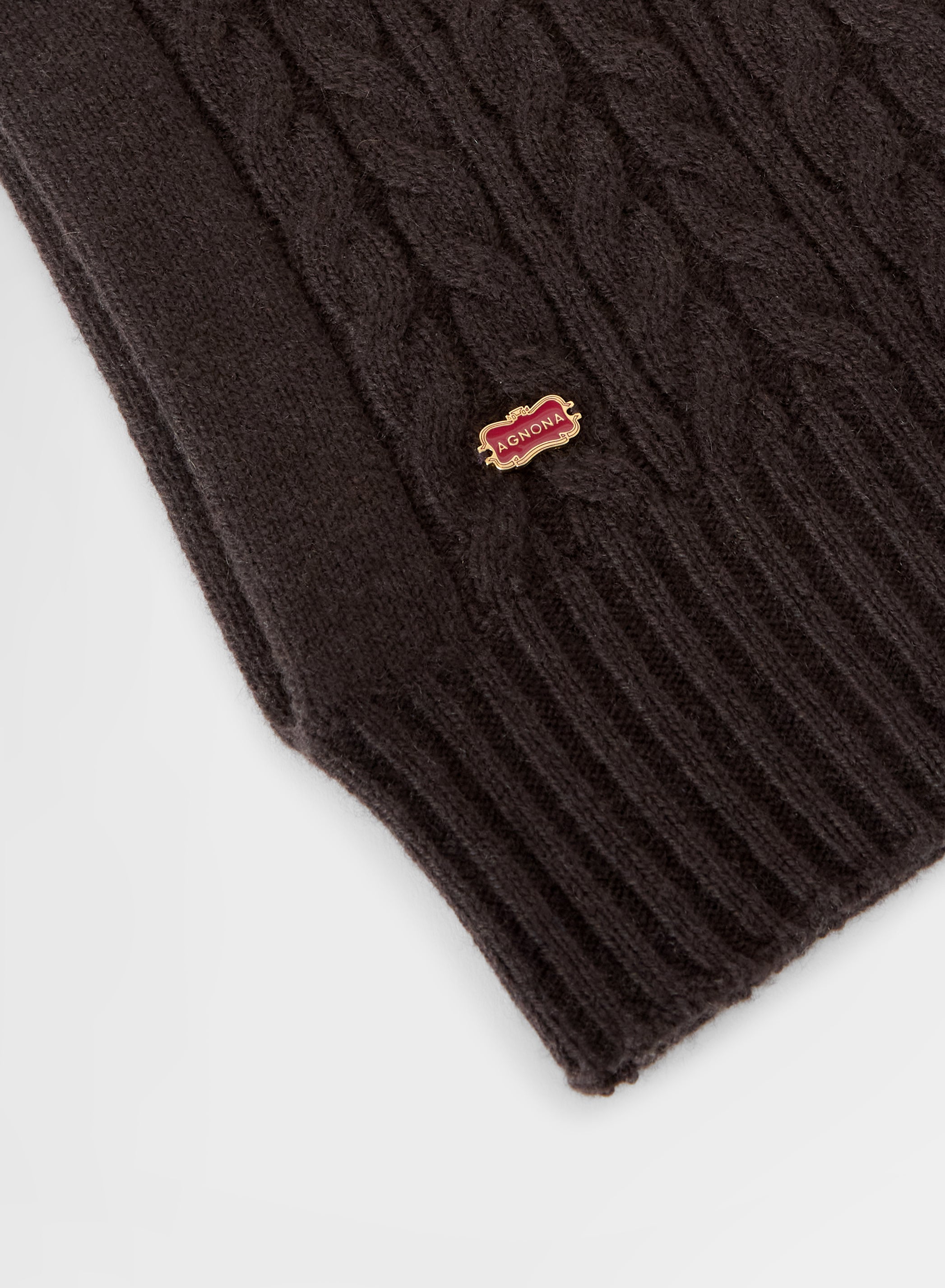 CASHMERE ICONIC CABLE BALACLAVA EBONY