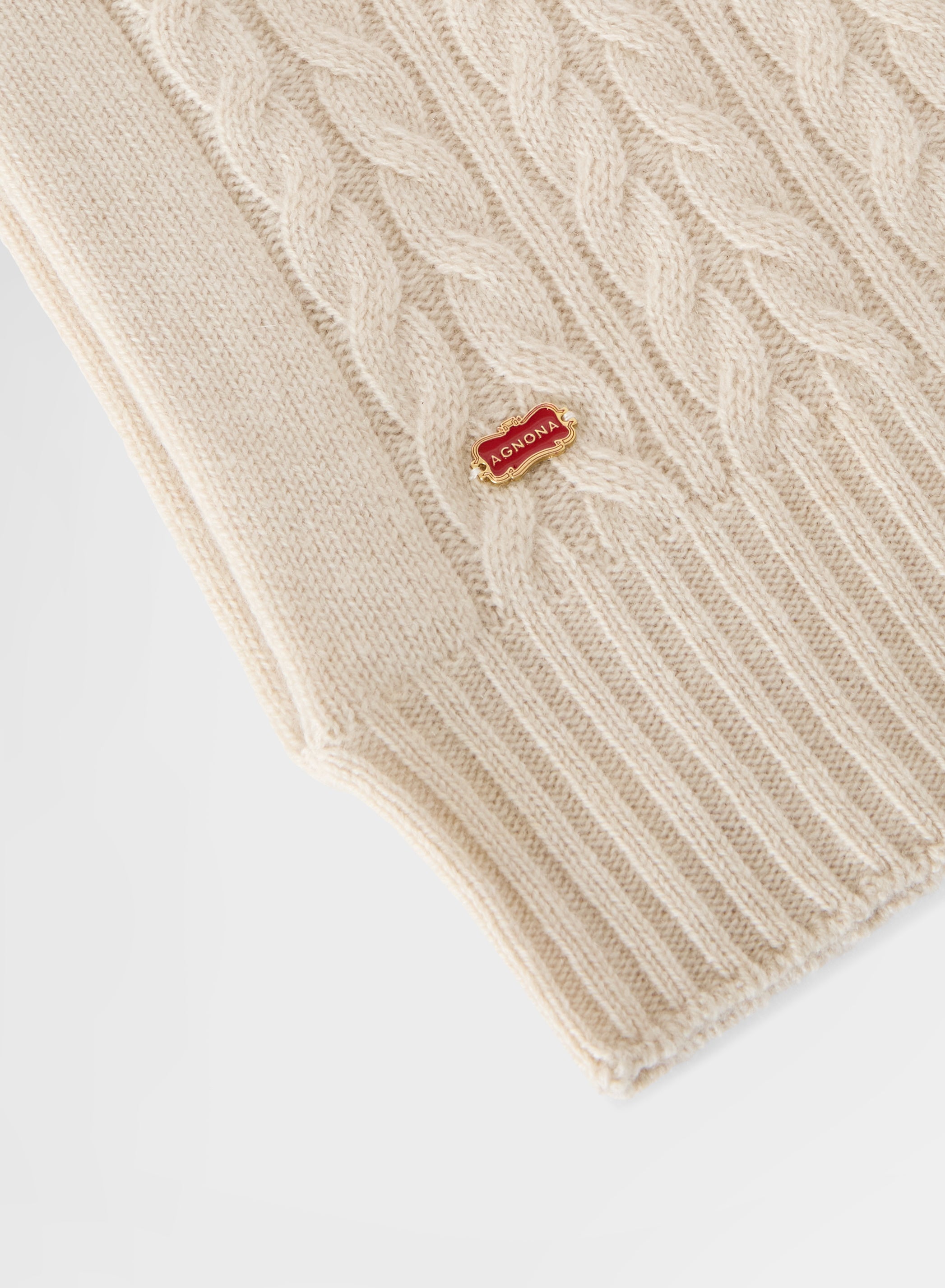 CASHMERE ICONIC CABLE BALACLAVA GREIGE