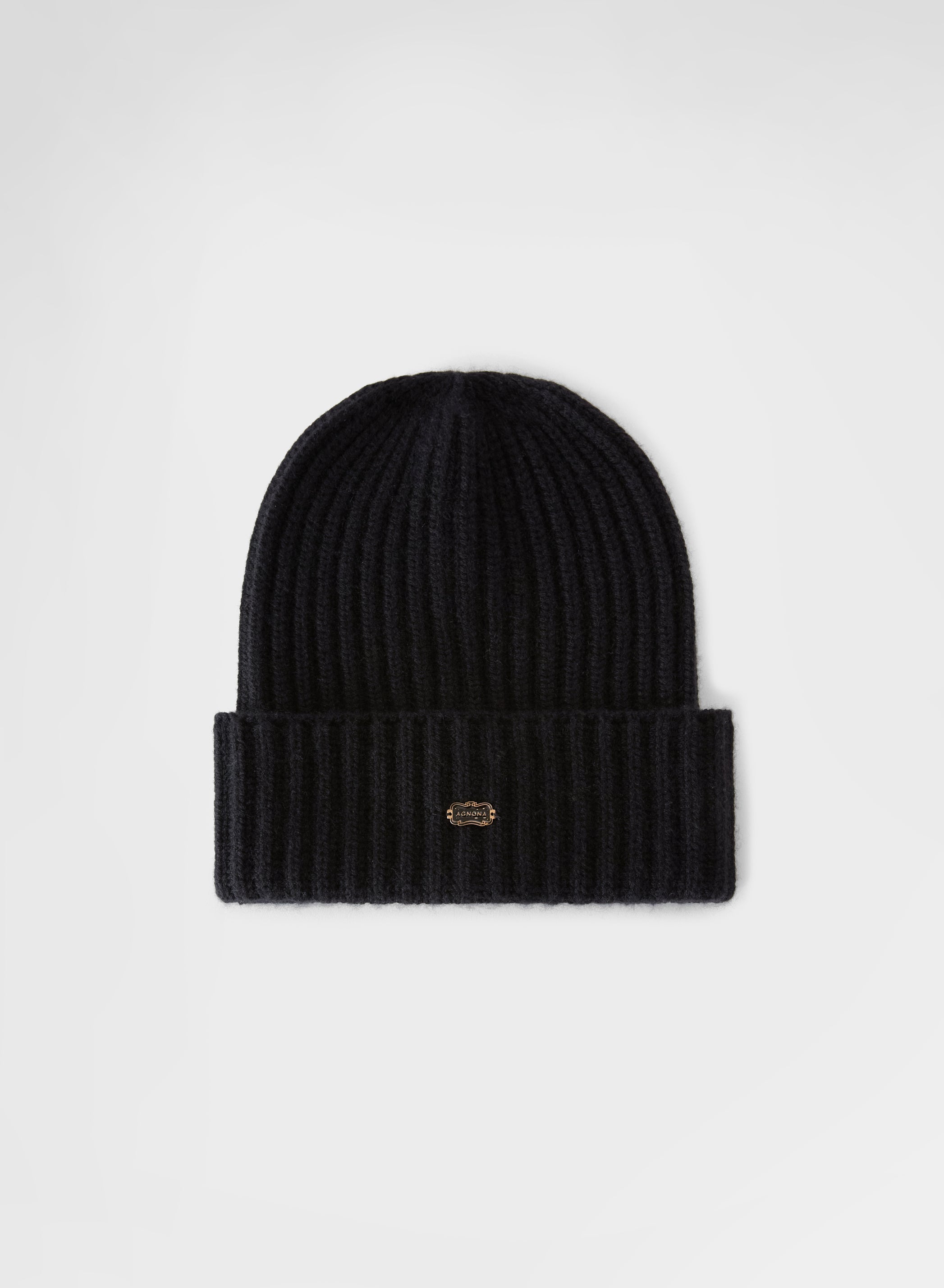 CASHMERE ENGLISH RIB BEANIE BLACK