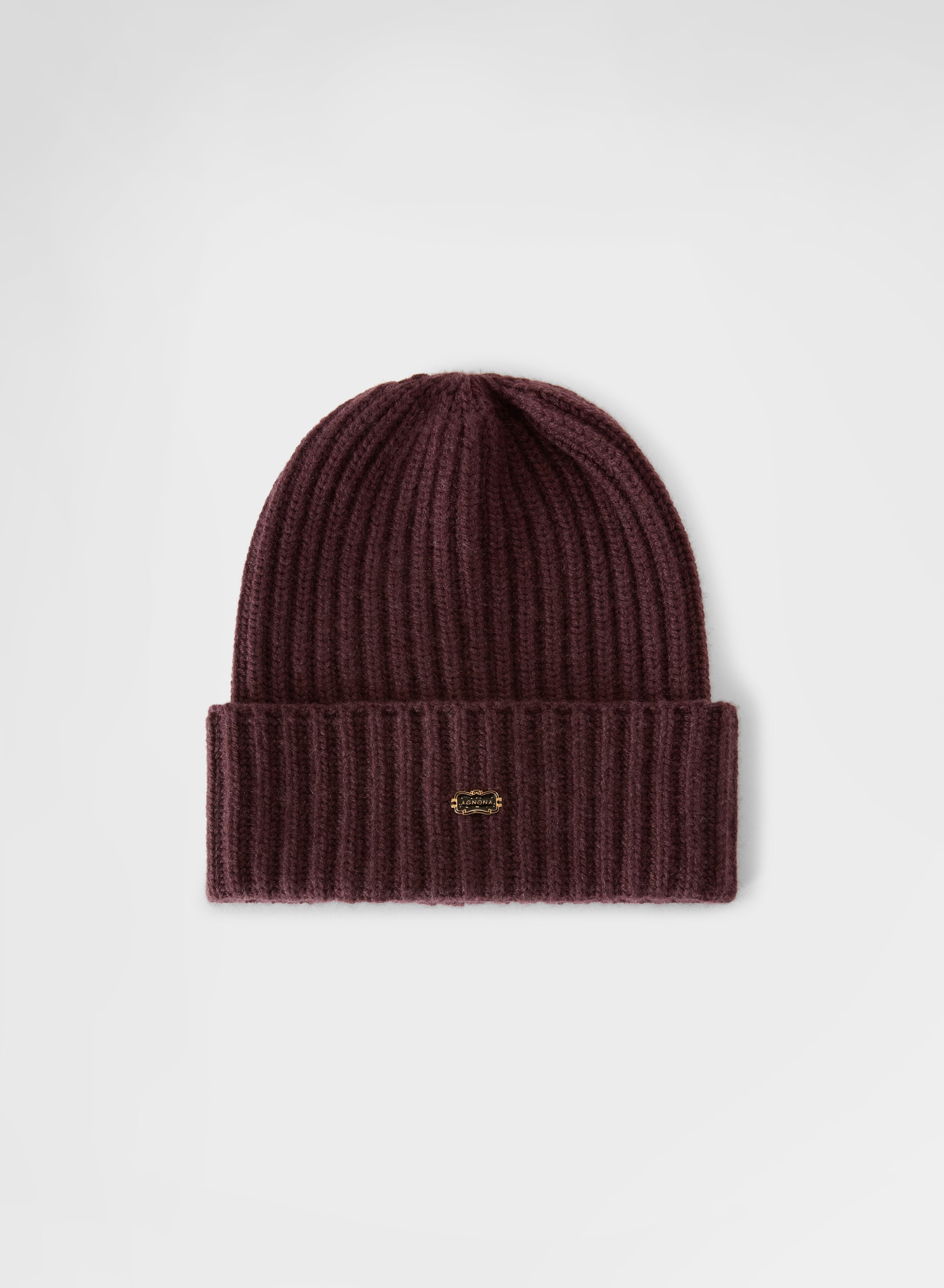 CASHMERE ENGLISH RIB BEANIE BURGUNDY