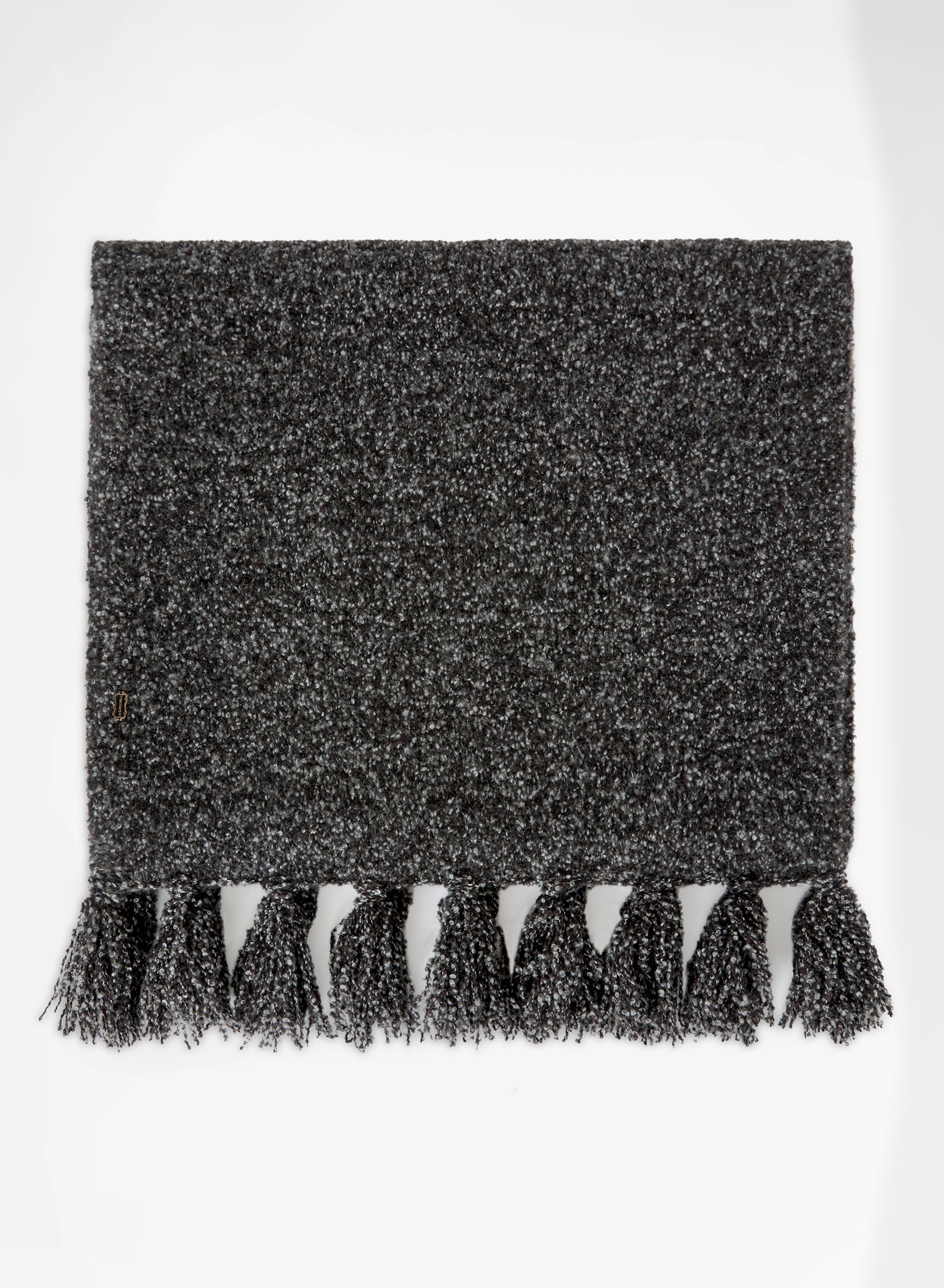 CASHMERE SILK BOUCLE KNITTED SCARF CHOCOLATE