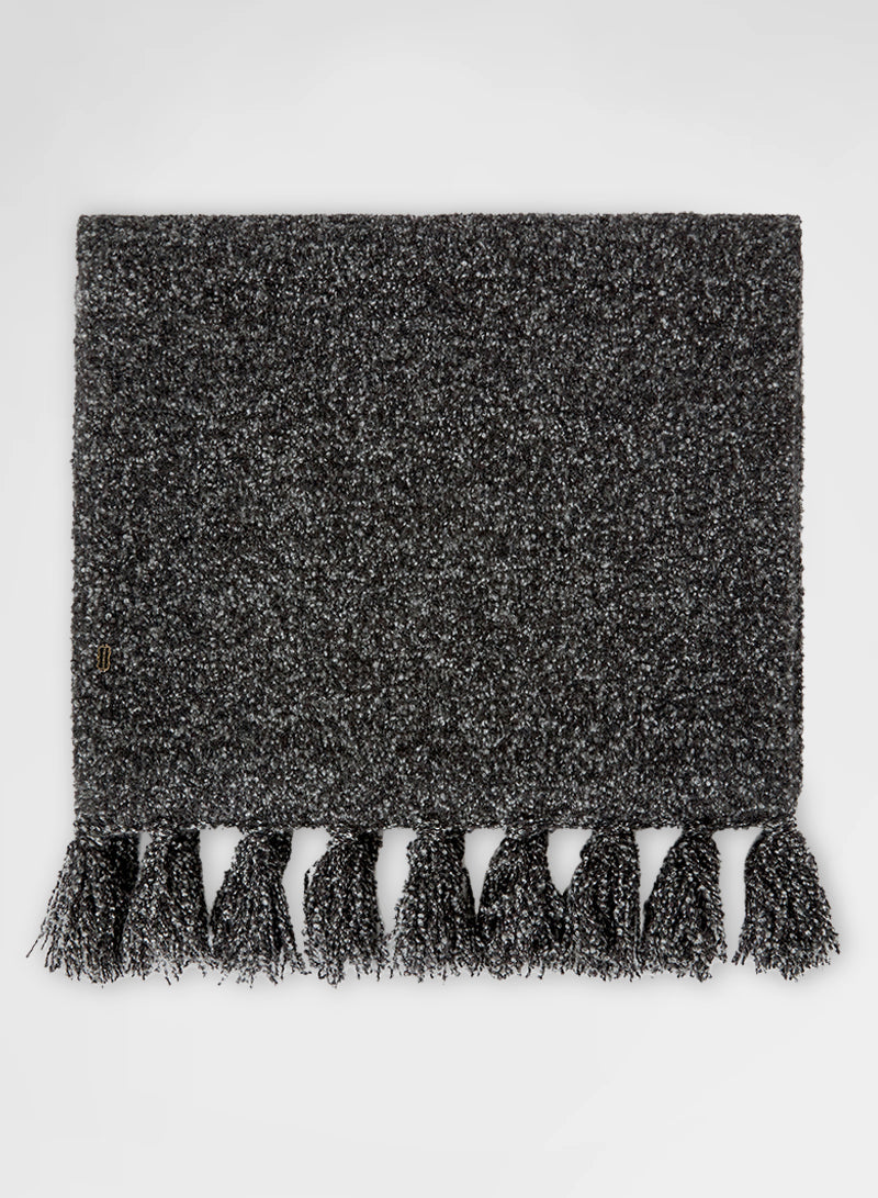 COCOON CASHMERE SILK BOUCLÈ KNITTED SCARF DARK BROWN