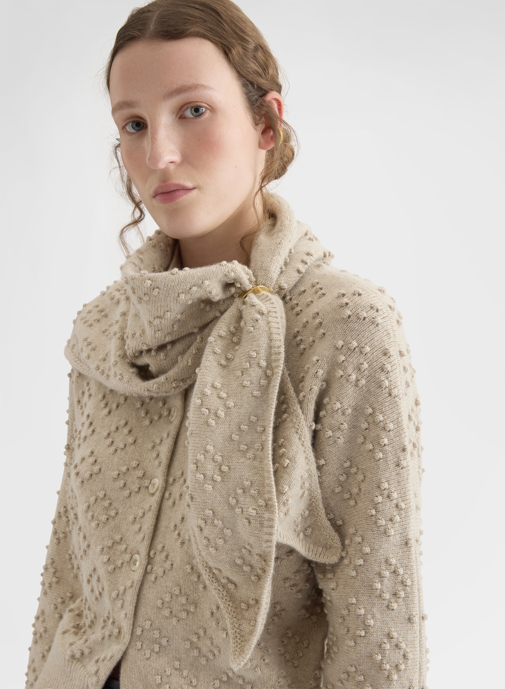 BRIGHT CASHMERE MULTI DOTS SCARF SNOW