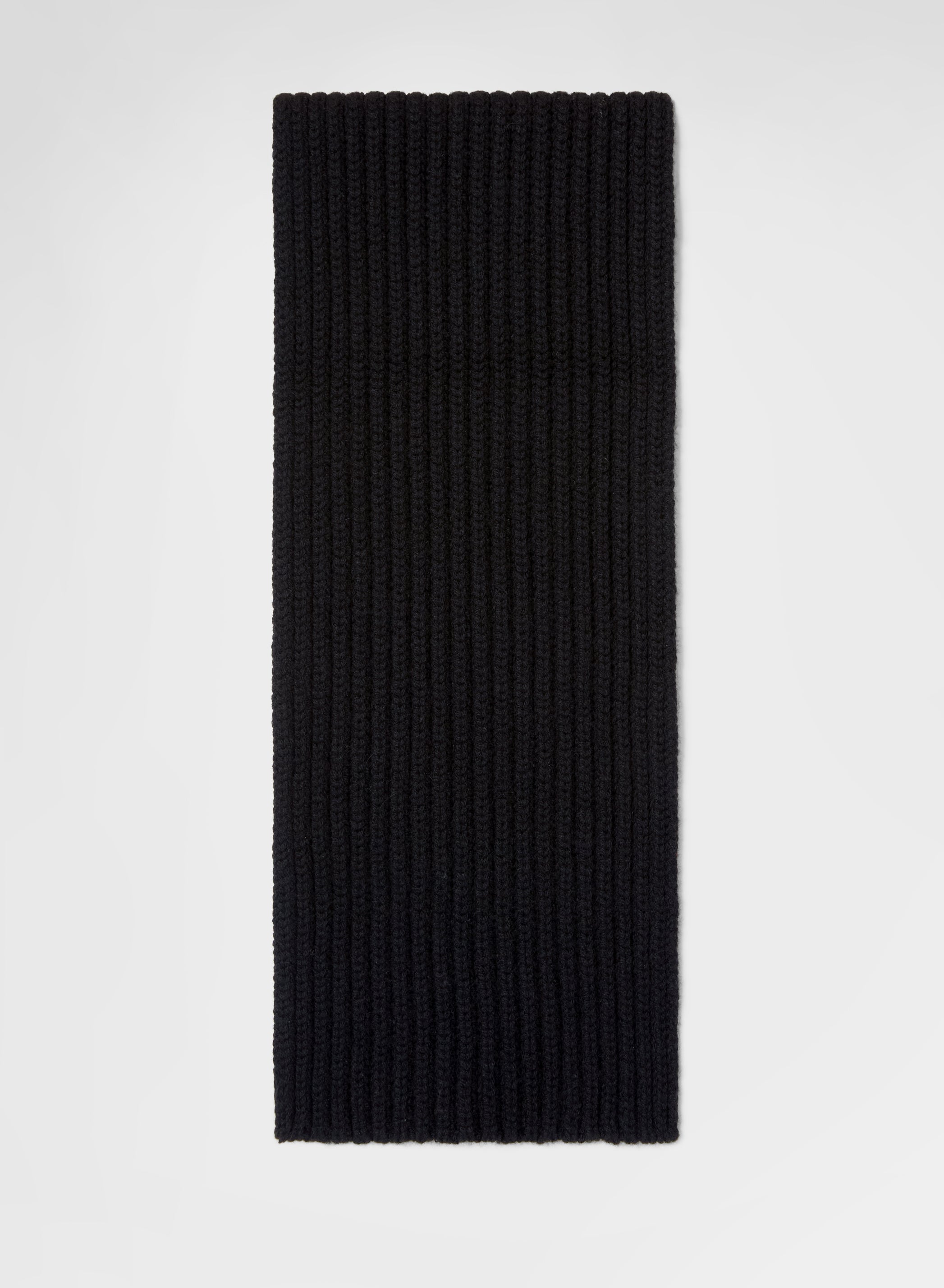 CASHMERE ENGLISH RIB KNITTED SCARF BLACK