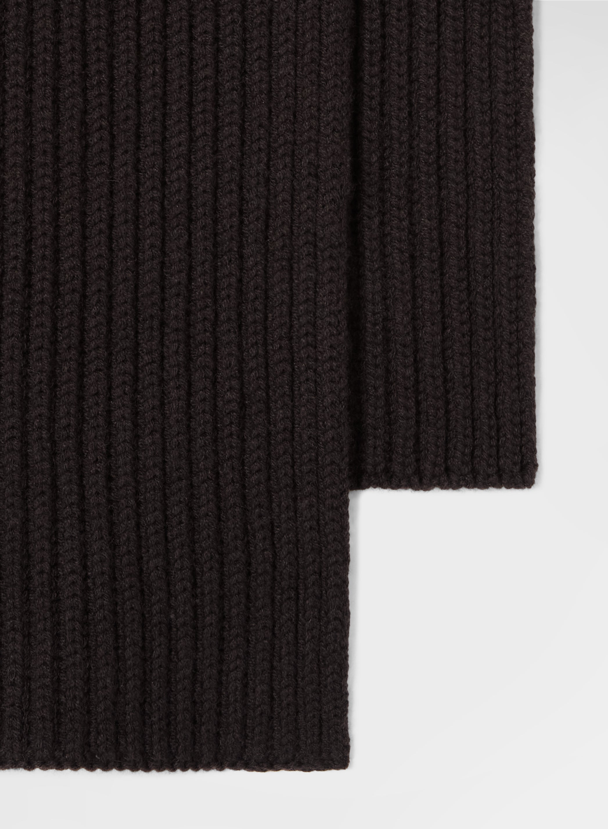 CASHMERE ENGLISH RIB KNITTED SCARF EBONY