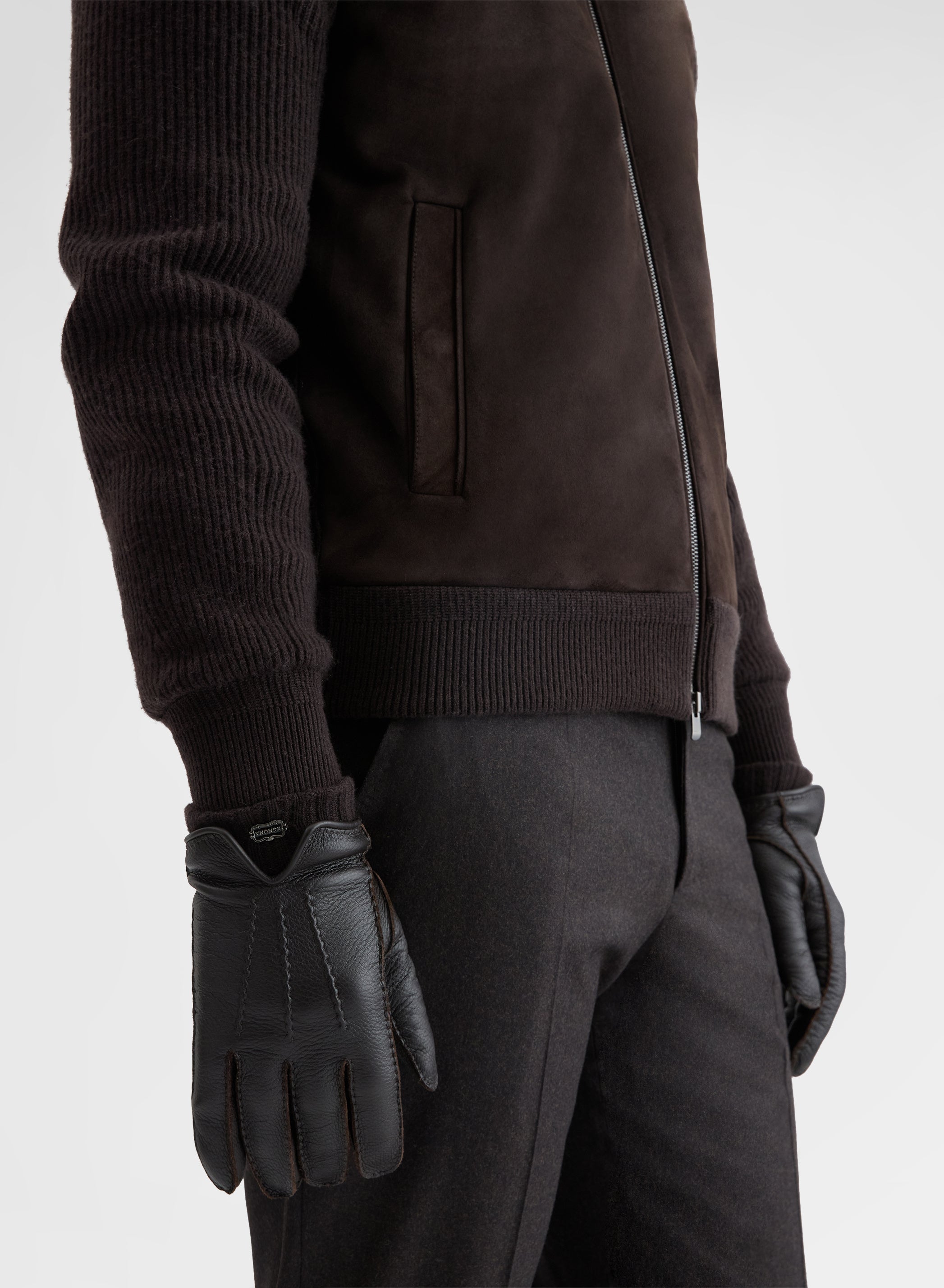 SUEDE GLOVES CHARCOAL