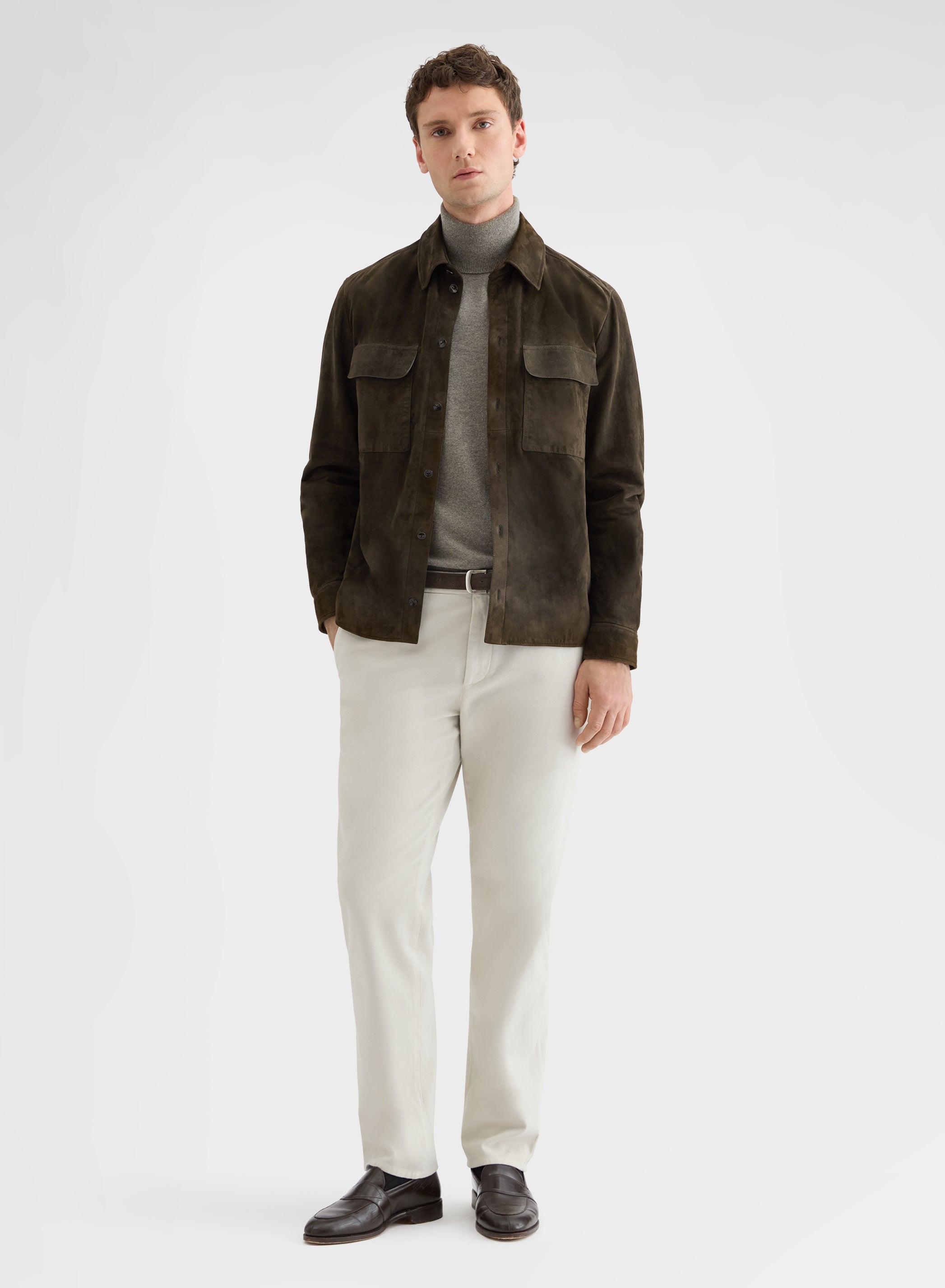 SUEDE UTILITY OVERSHIRT