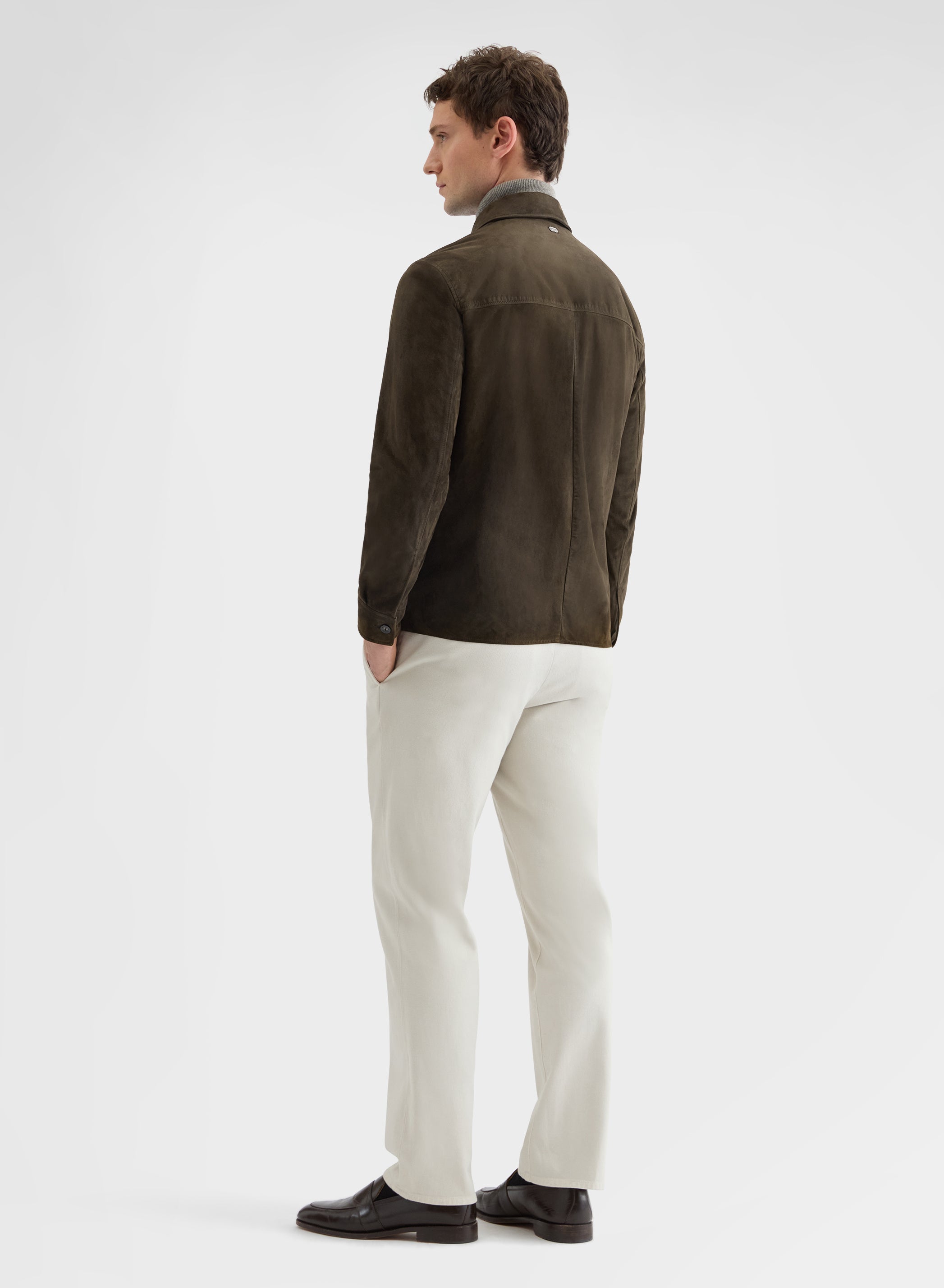 SUEDE UTILITY OVERSHIRT
