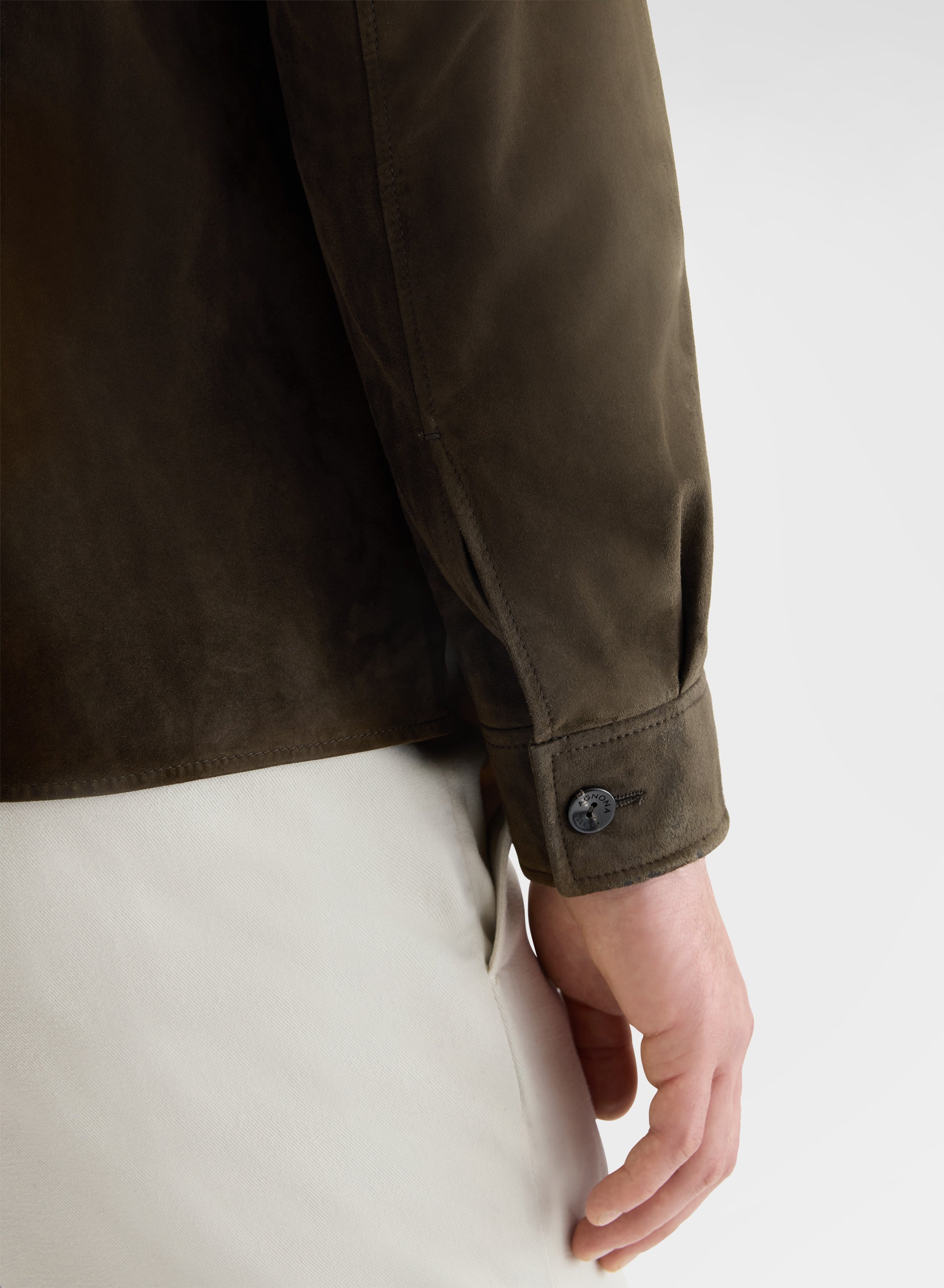 SUEDE UTILITY OVERSHIRT