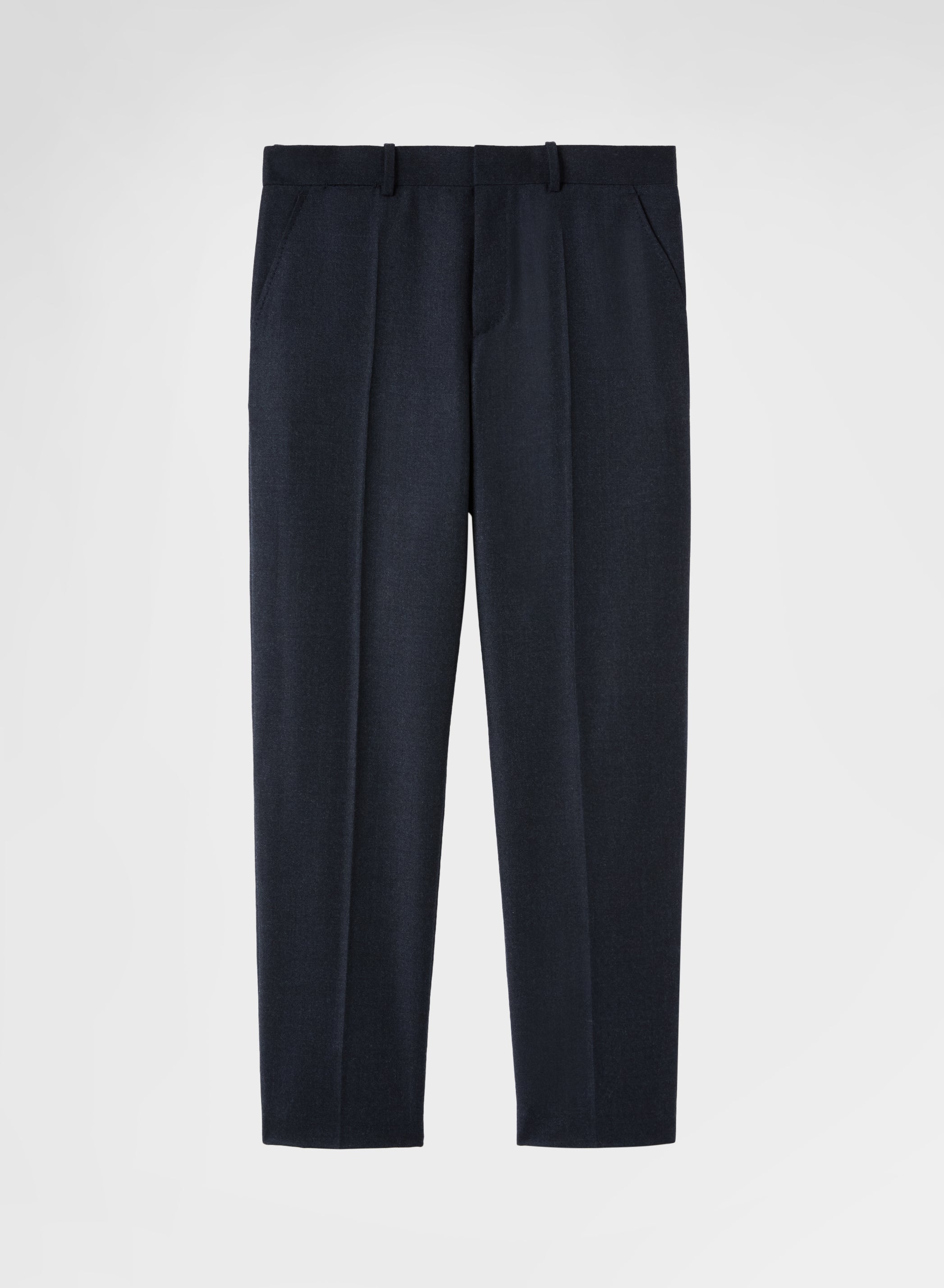 LIGHT WOOL FLANNEL FLAT FRONT STRAIGHT TROUSERS NIGHT