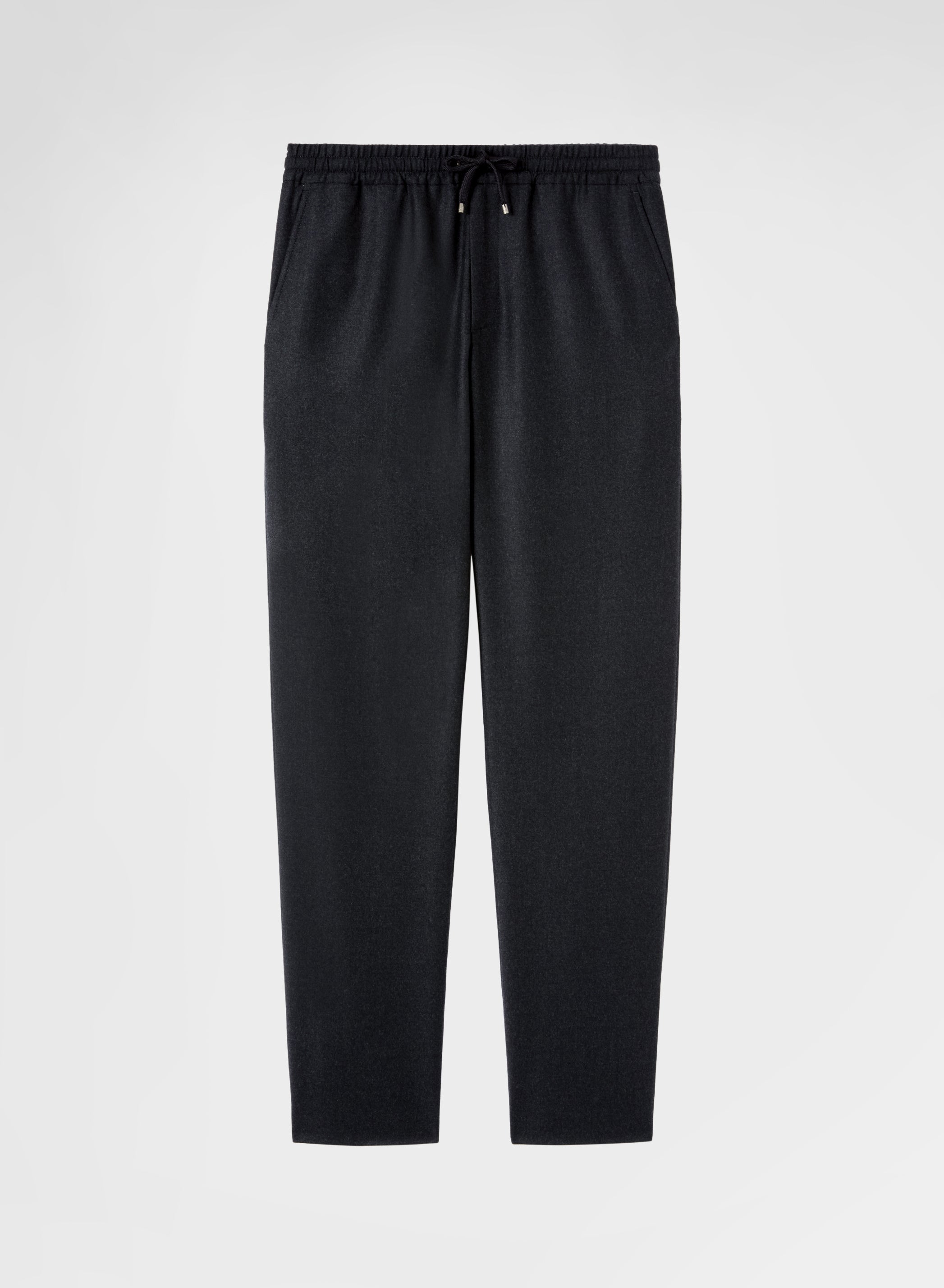 LIGHT WOOL FLANNEL JOGGER STRAIGHT TROUSERS CHARCOAL