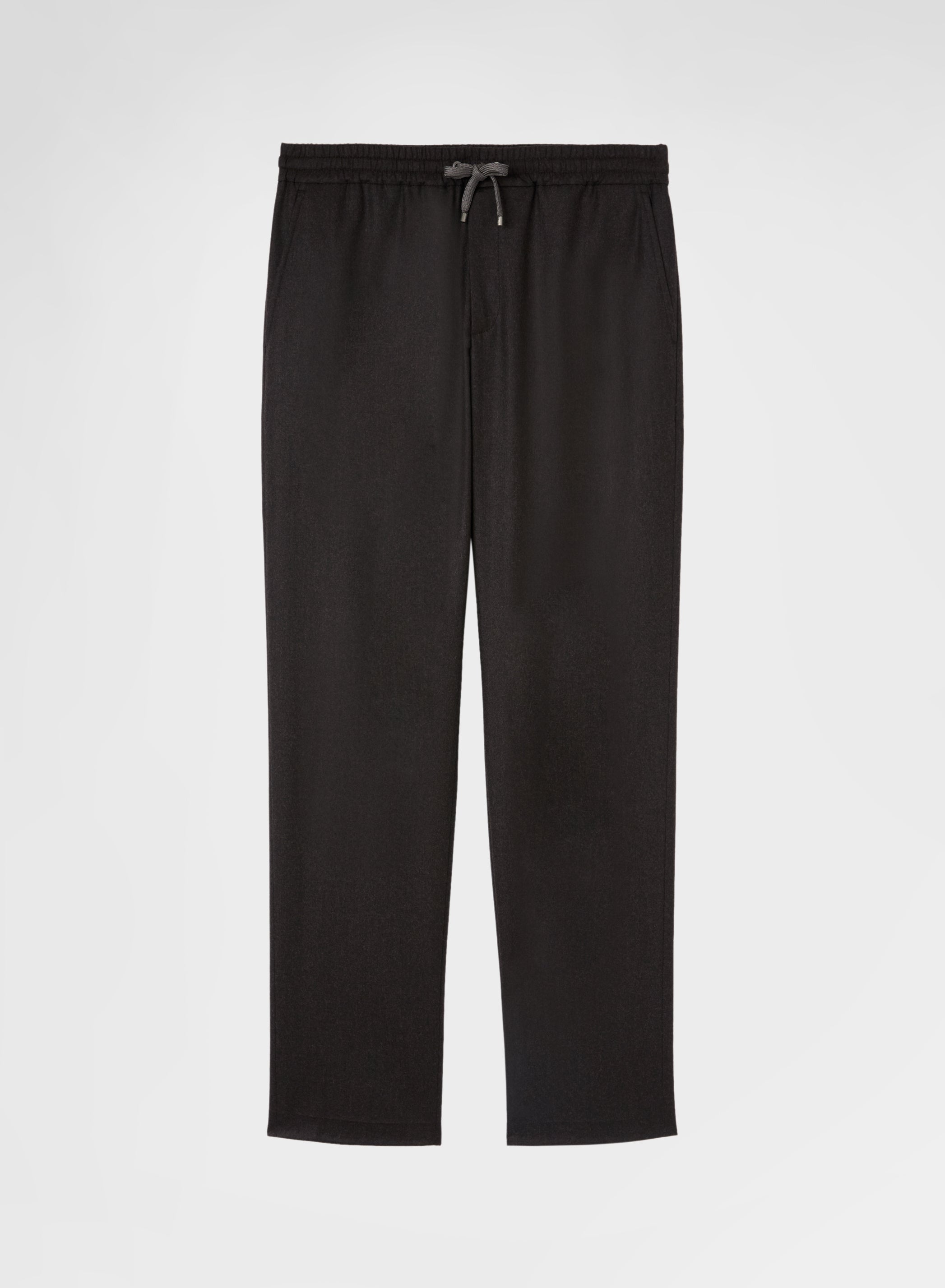 WOOL FLANNEL JOGGER STRAIGHT TROUSERS EBONY