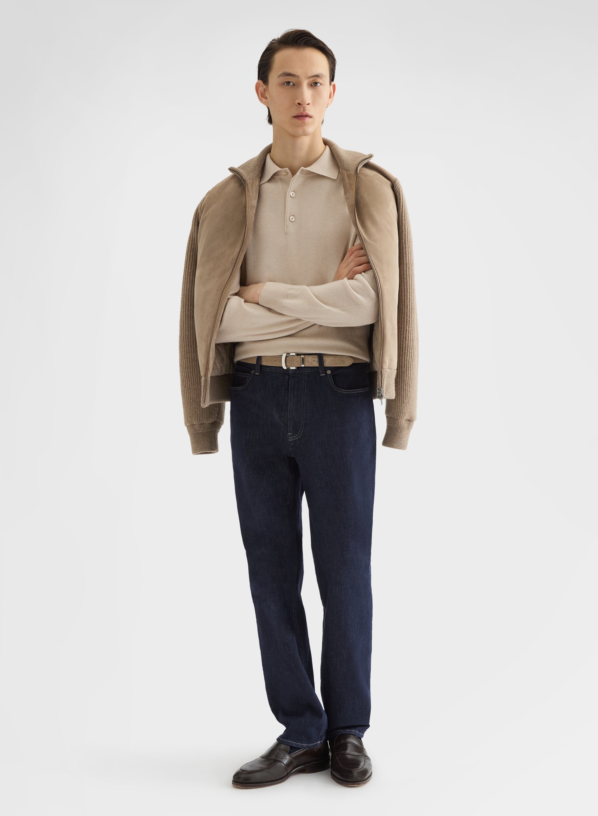 COTTON CASHMERE DENIM TROUSERS NIGHT