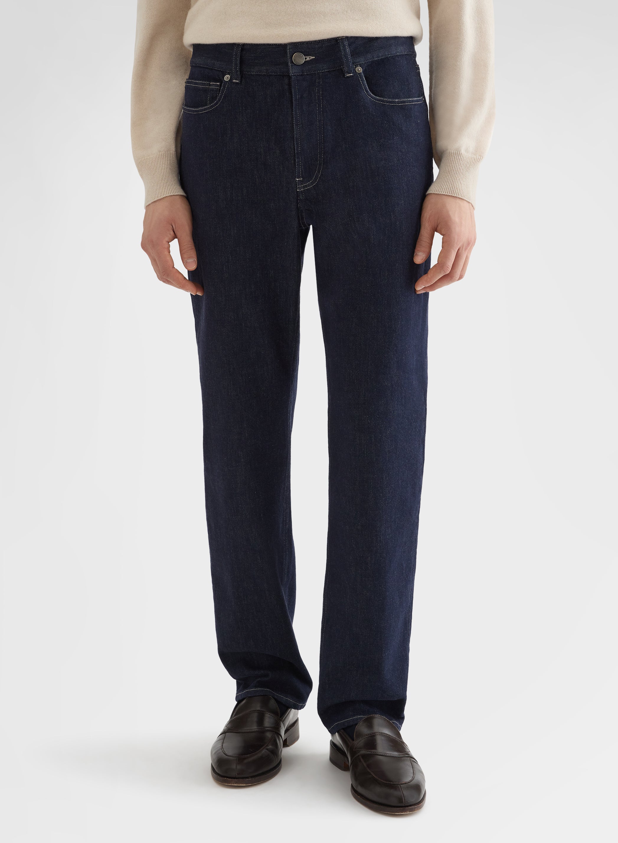 COTTON CASHMERE DENIM TROUSERS NIGHT