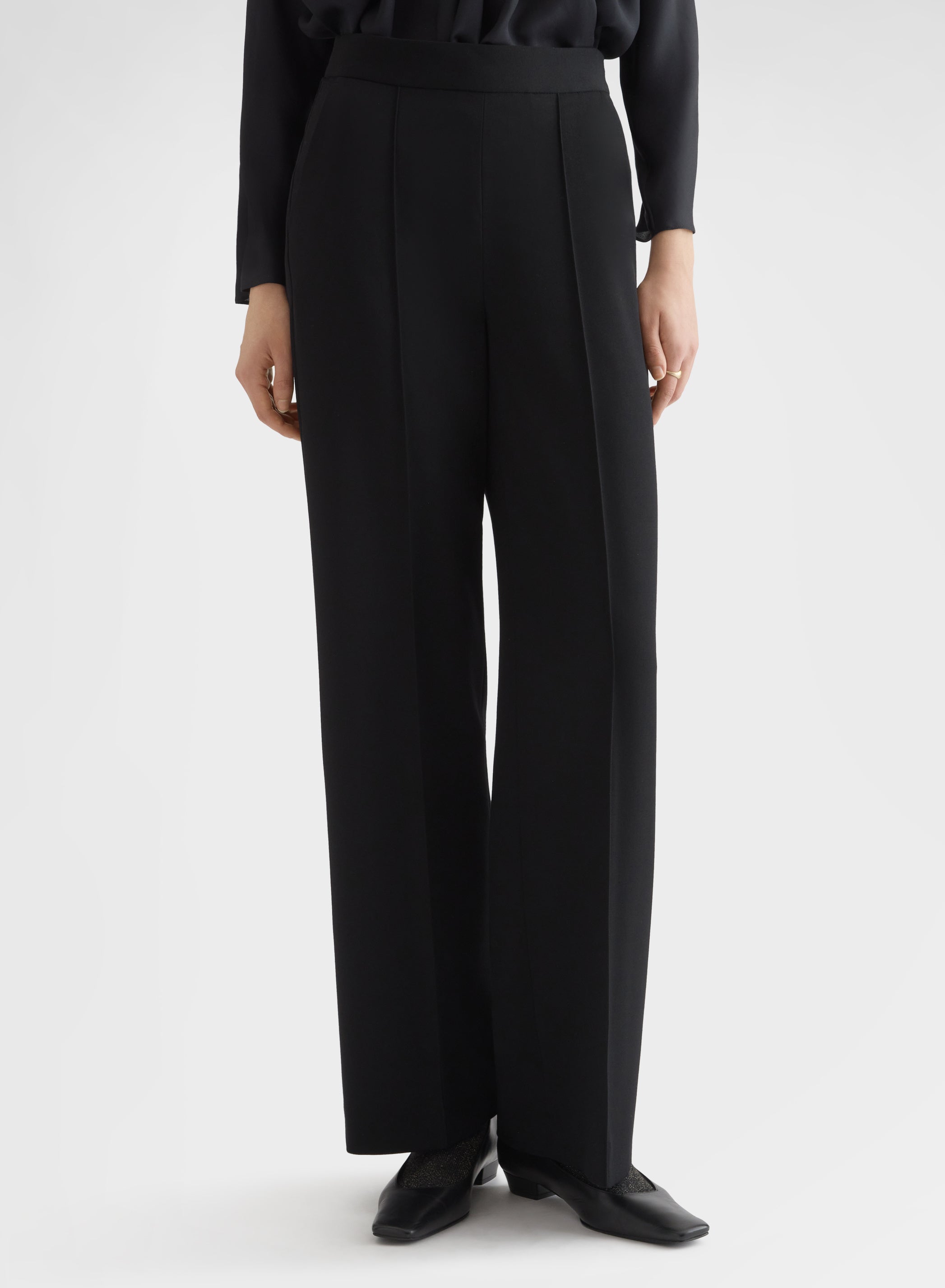 FLUID WOOL NEW YORK STRAIGHT PANTS BLACK