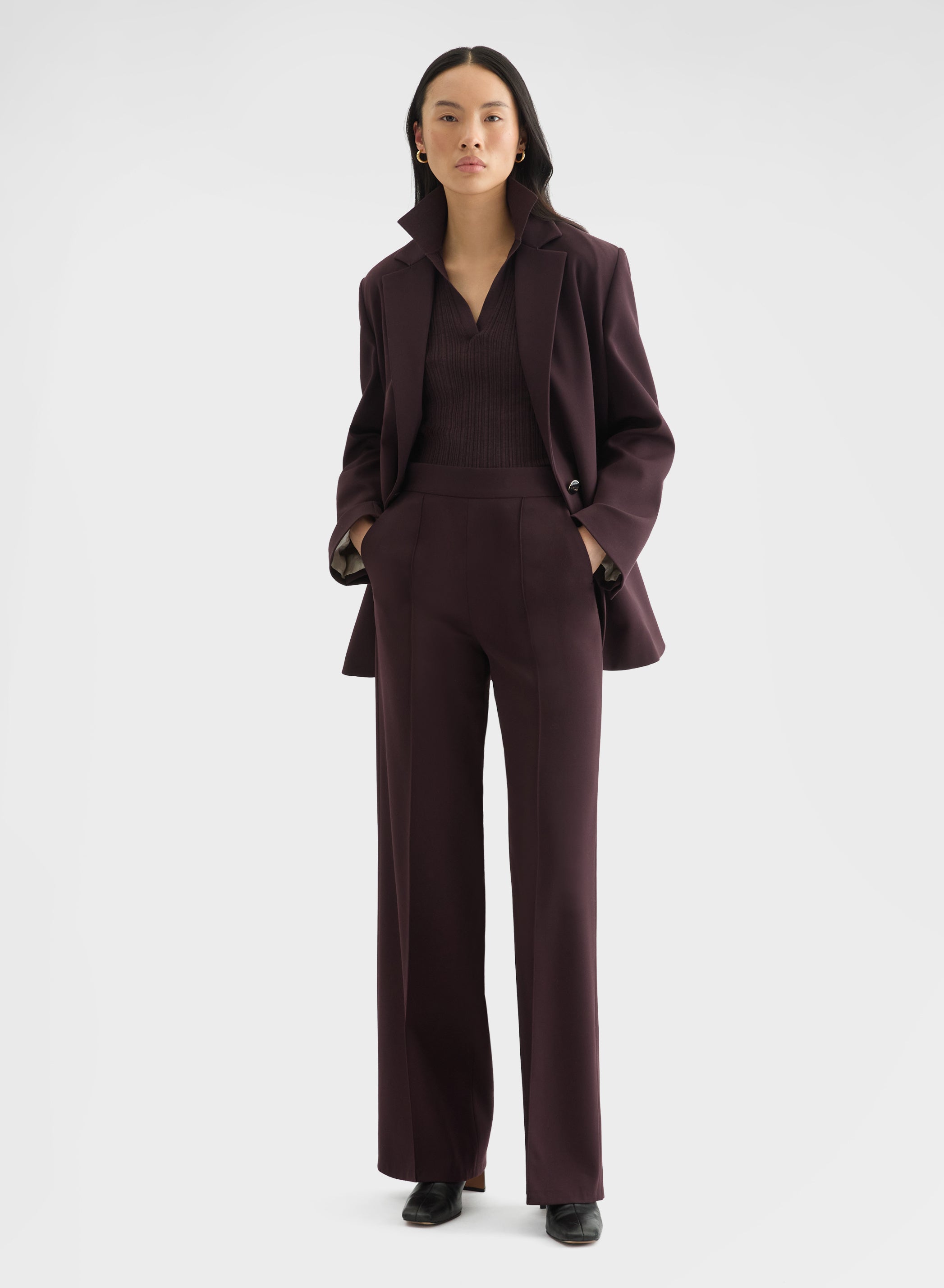 FLUID WOOL NEW YORK STRAIGHT PANTS BURGUNDY