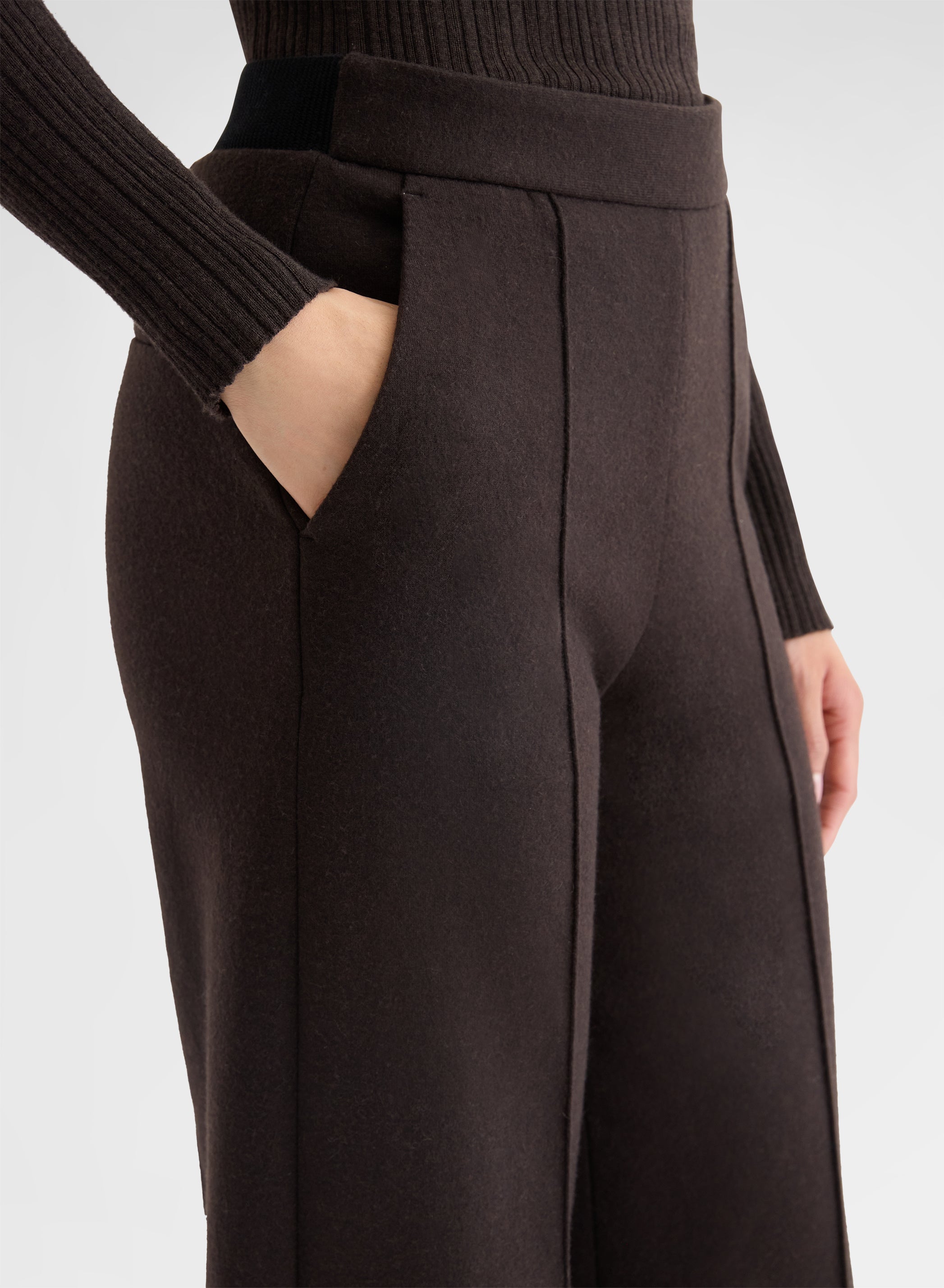NEW YORK STRAIGHT PANTS B-JERSEY DOUBLE FACE CHOCOLATE