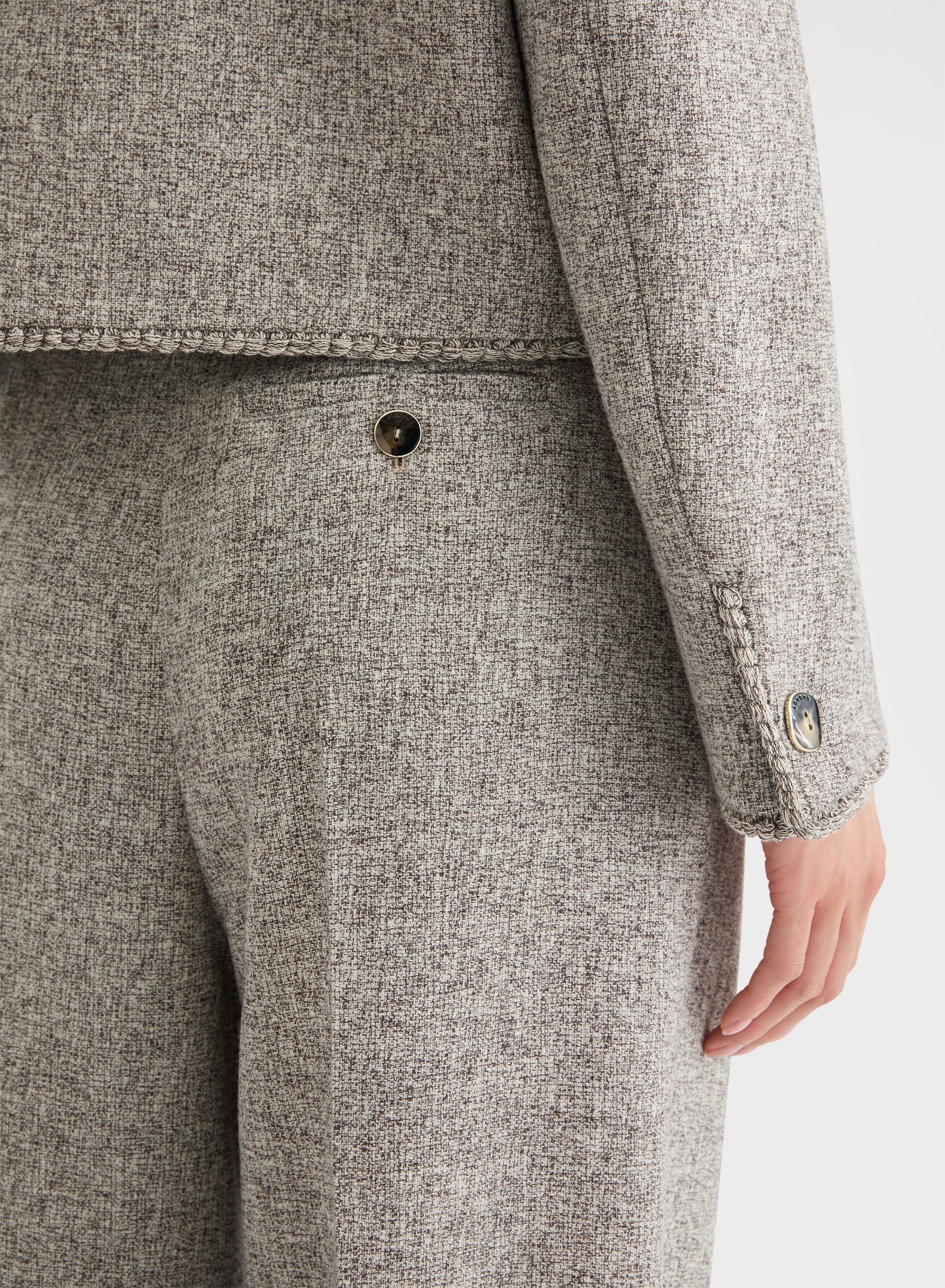 HEAVY MOULINE WOOL WIDE DOUBLE PLEAT TROUSERS