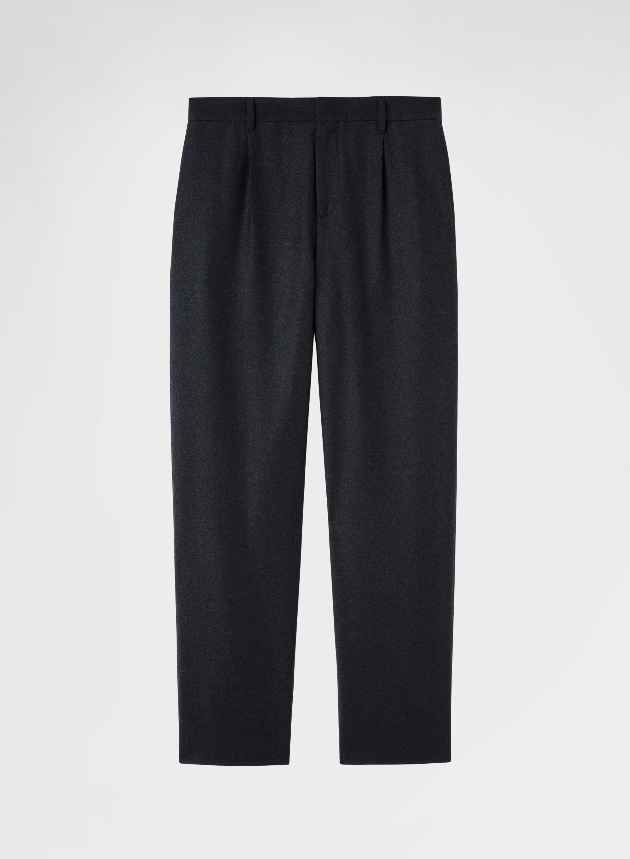 LIGHT WOOL FLANNEL ONE PLEAT TROUSERS CHARCOAL