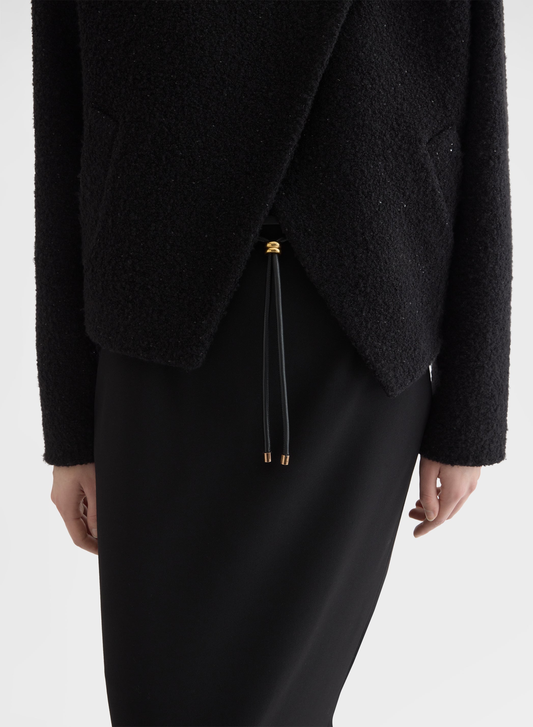 FLUID WOOL HIGH WAISTED STRAIGHT SKIRT BLACK