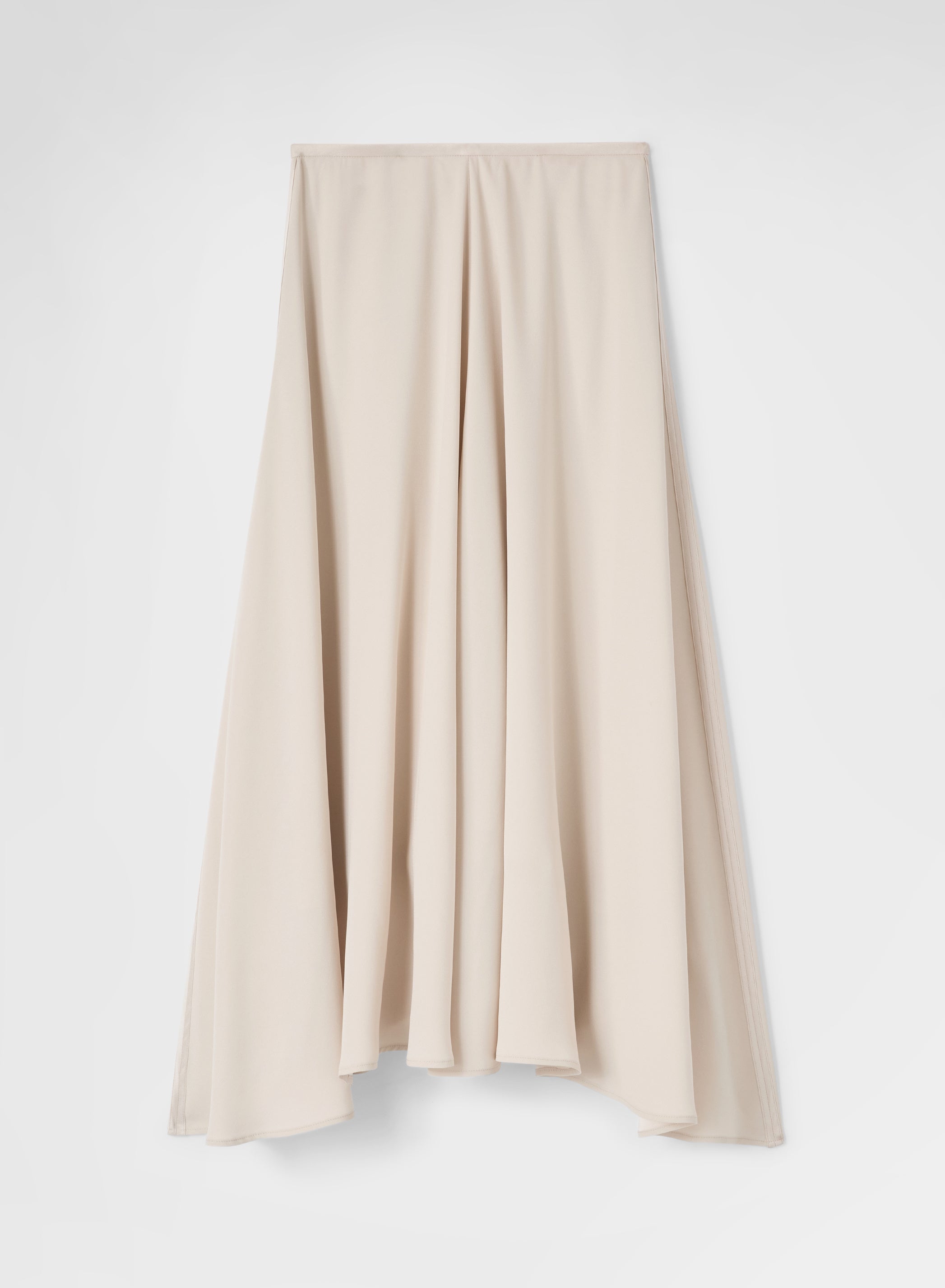 MATT SILK BLEND HIGH WAISTED WIDE MIDI SKIRT GREIGE