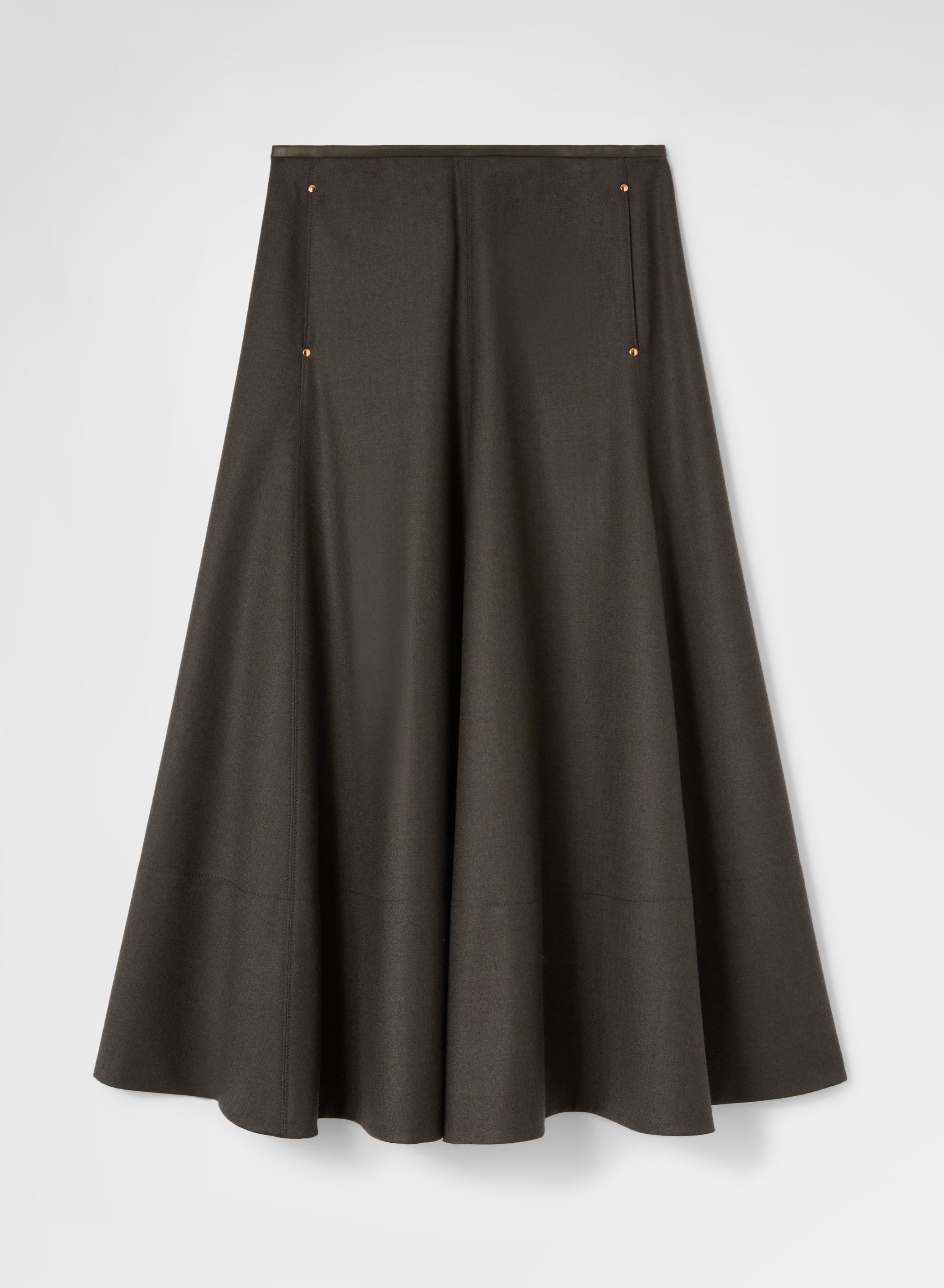 LIGHT WOOL FLANNEL WIDE MIDI SKIRT