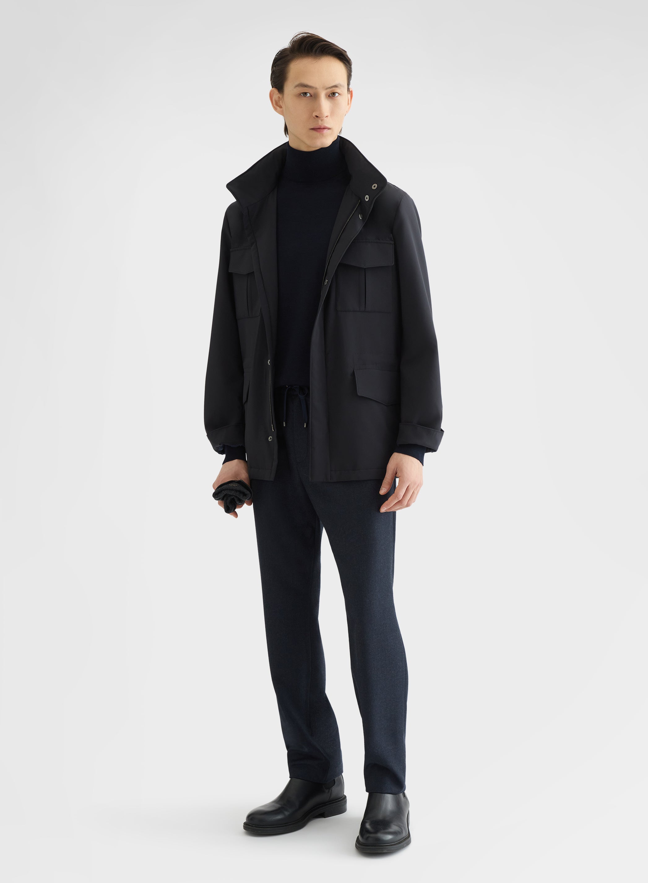 NYLON TECH TWILL FIELD JACKET NAVY