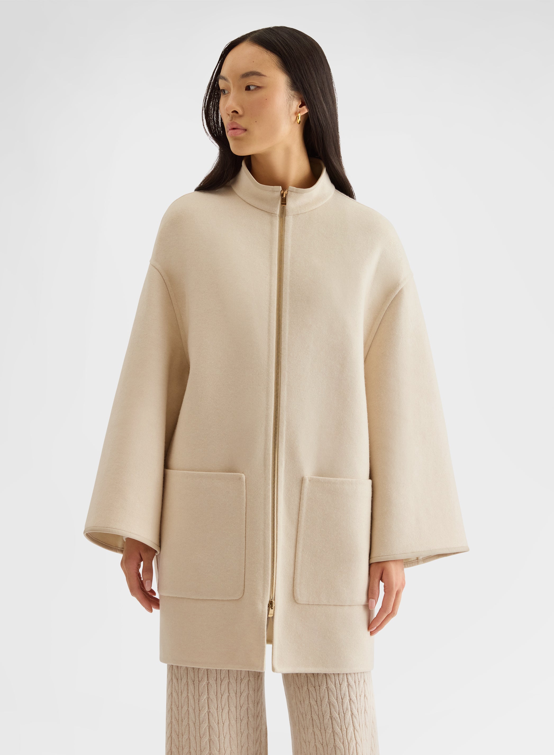 B-JERSEY DOUBLE FACE HIGH NECK COAT