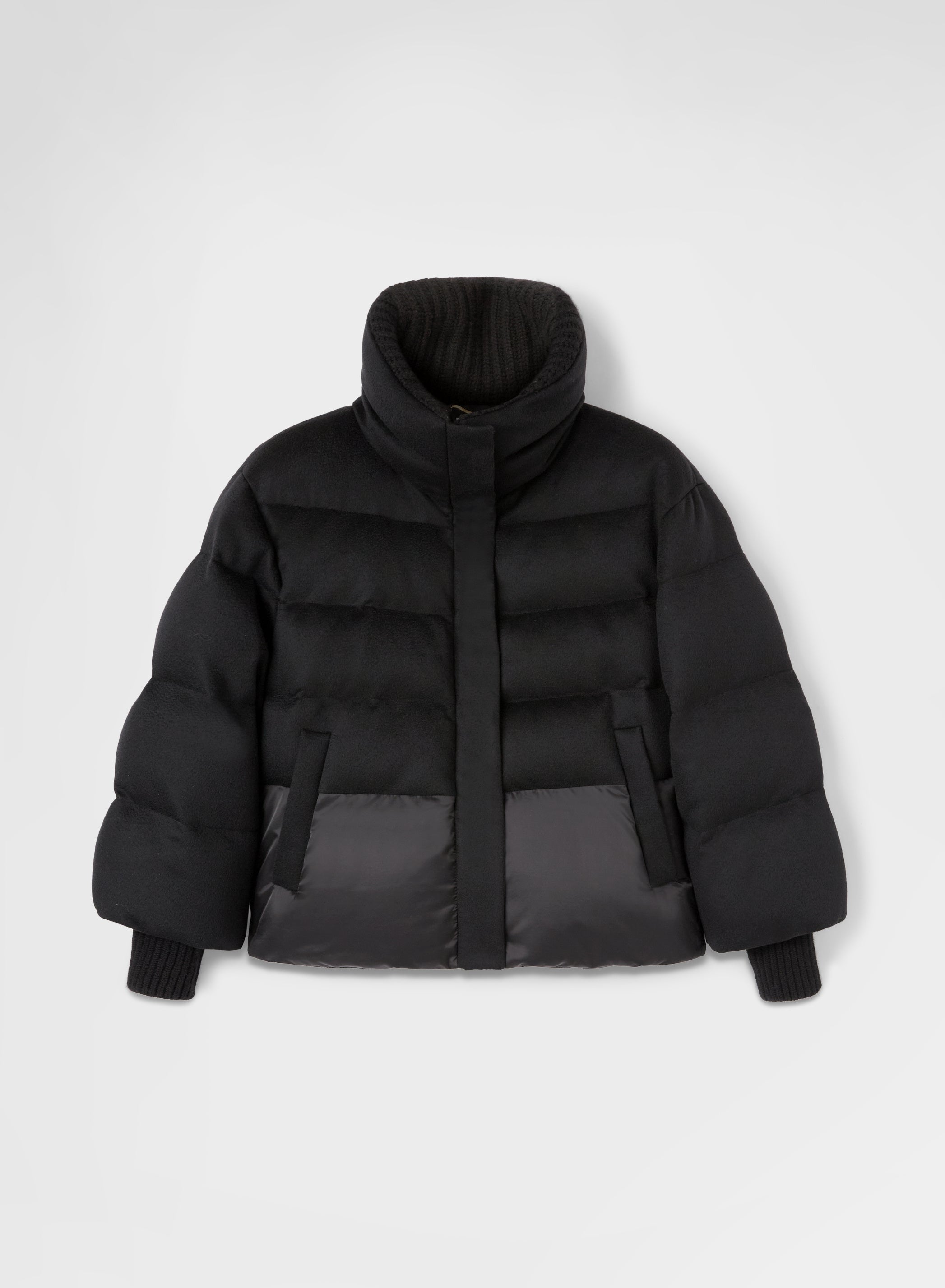 CASHMERE DRAP PUFFER JACKET BLACK