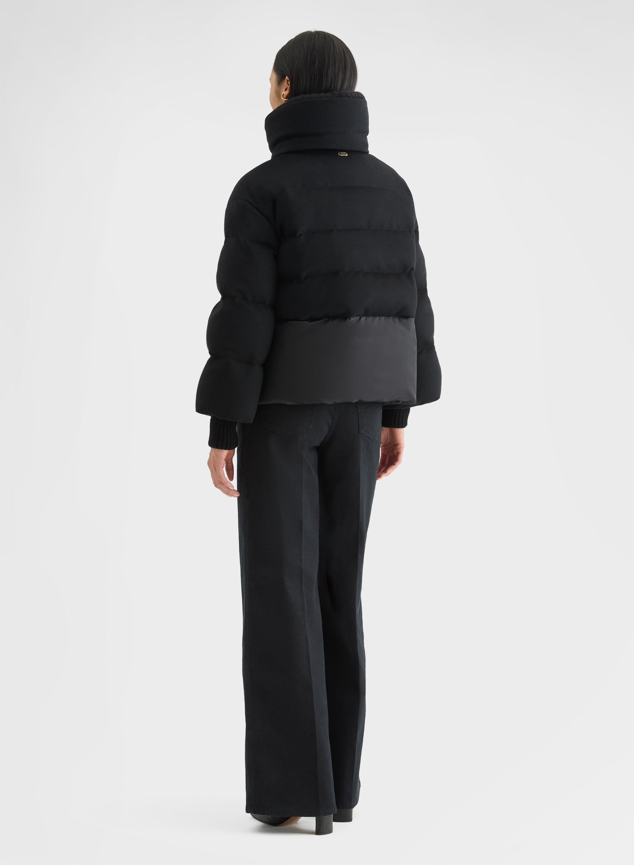 CASHMERE DRAP PUFFER JACKET BLACK