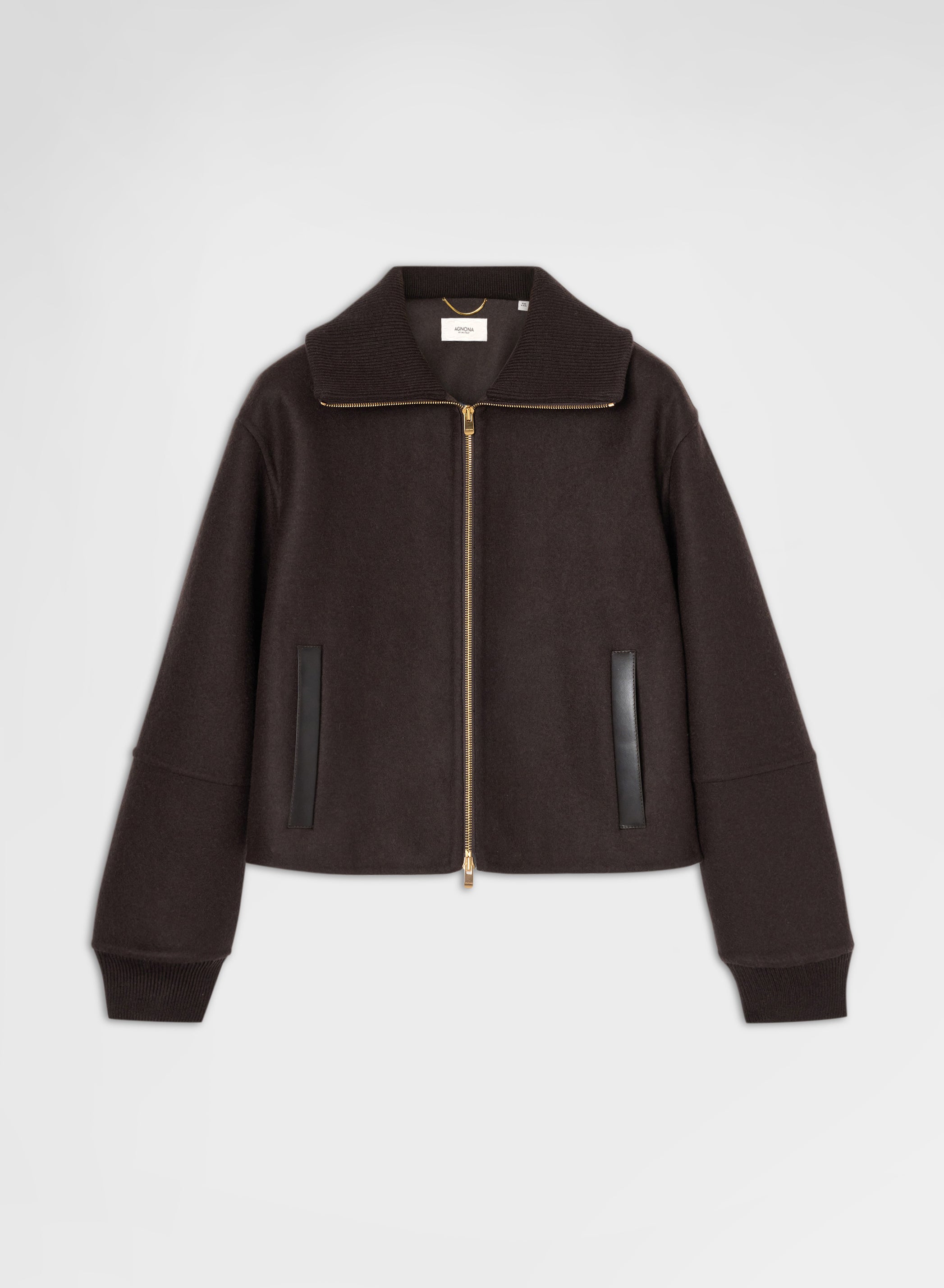 CROPPED BOMBER B-JERSEY DOUBLE FACE CHOCOLATE