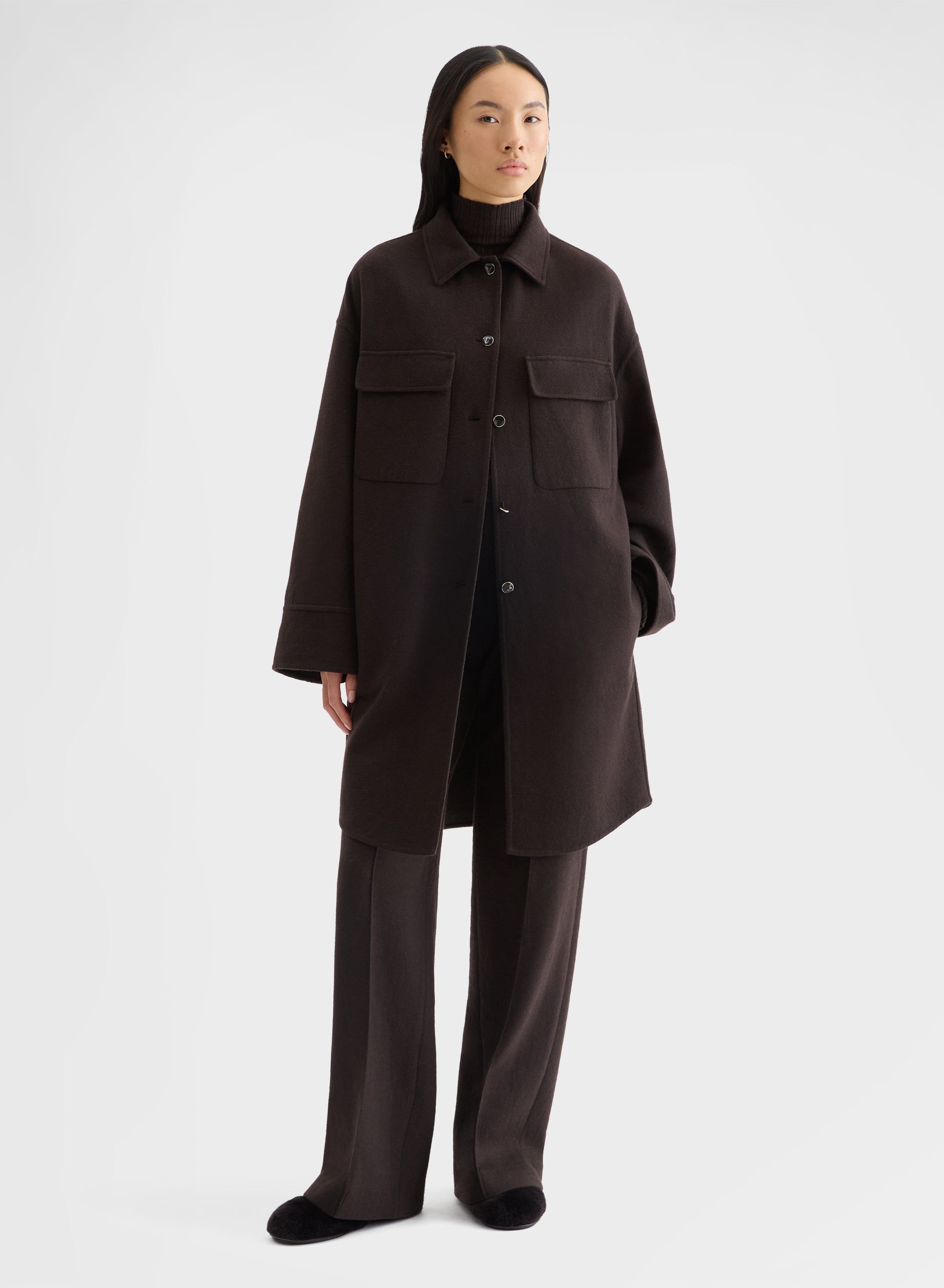 OVERSHIRT B-JERSEY DOUBLE FACE CHOCOLATE
