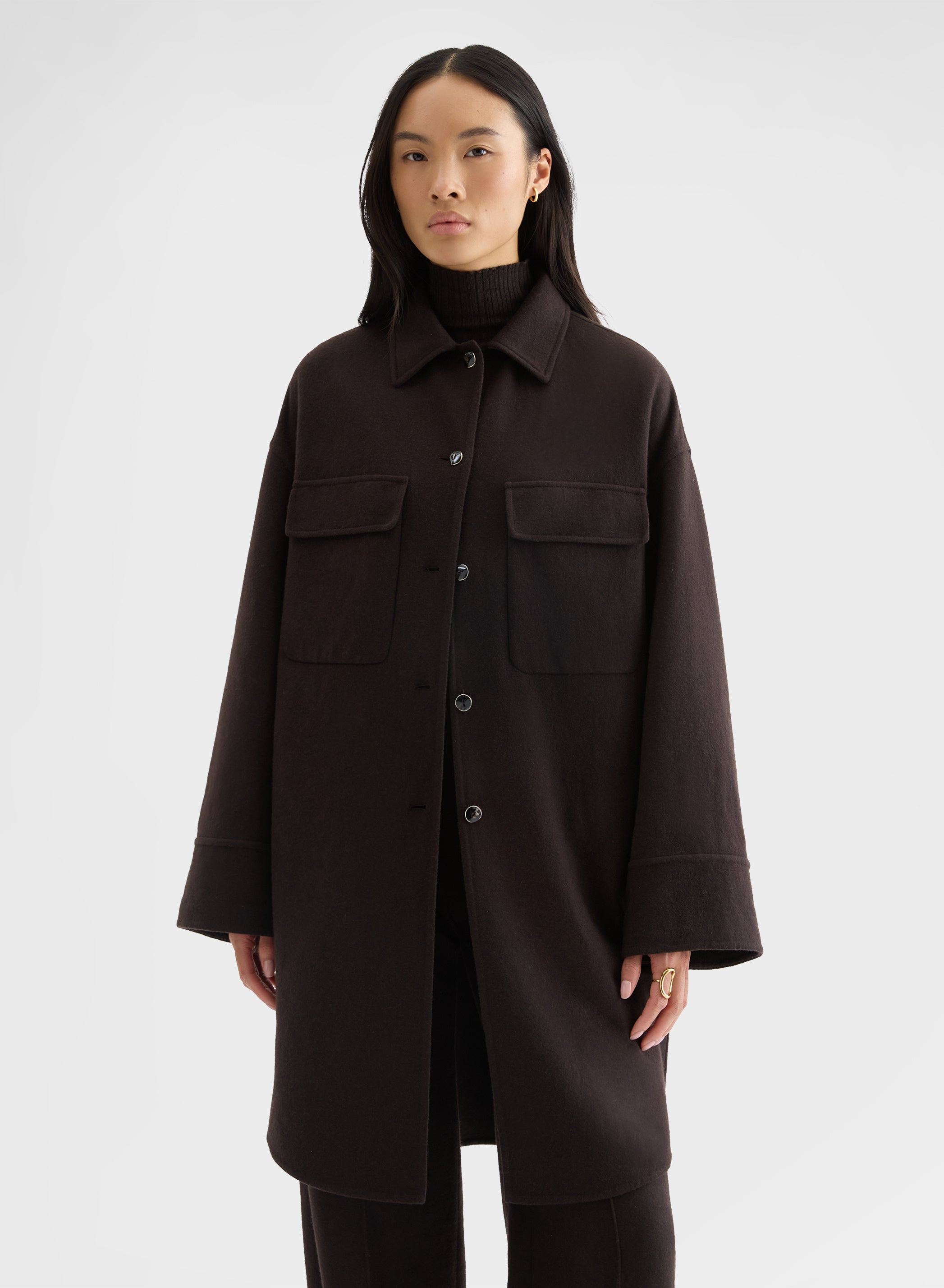 OVERSHIRT B-JERSEY DOUBLE FACE CHOCOLATE