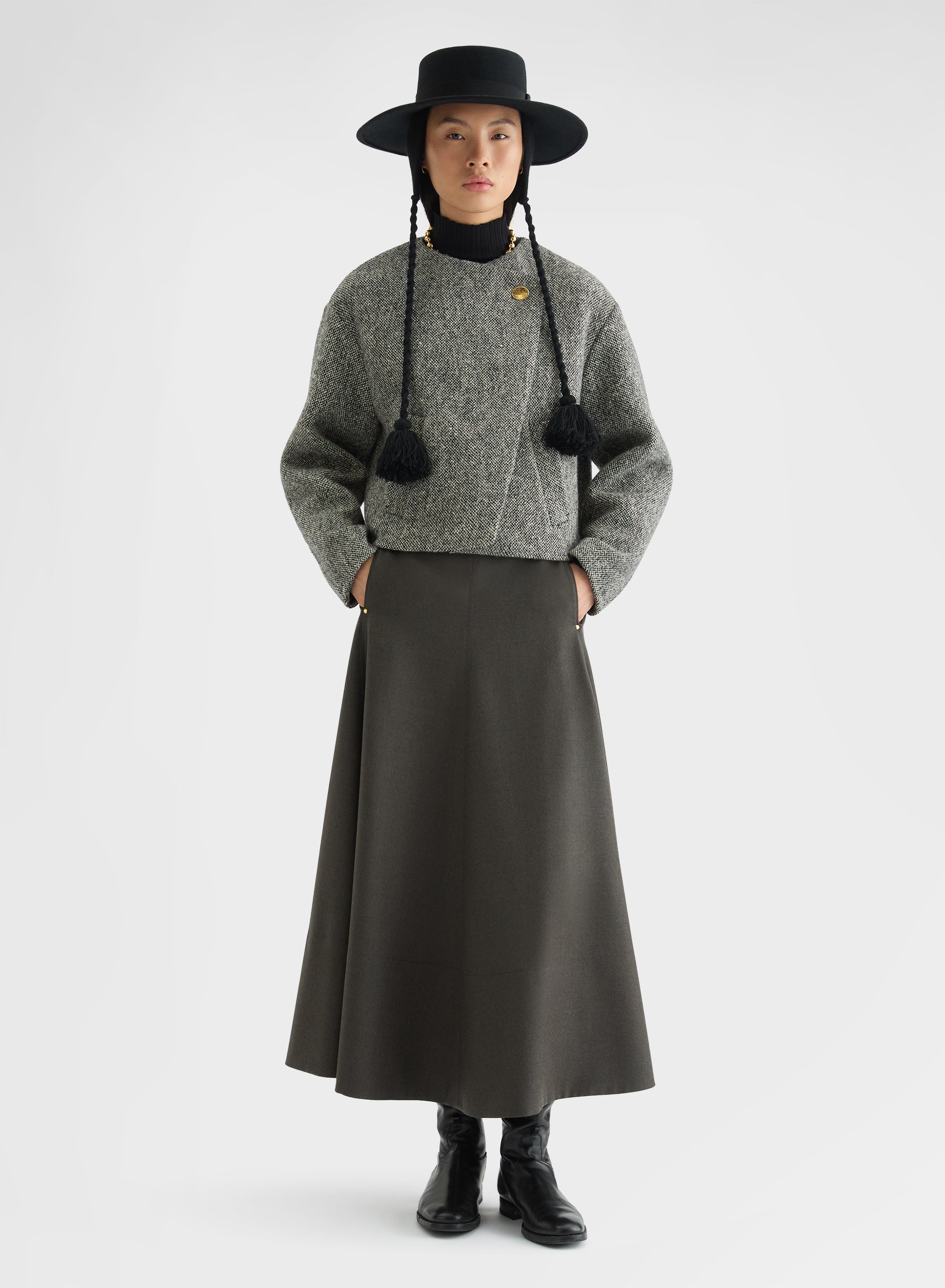 CASHMERE BLEND TWEED DOUBLE FACE CABAN CANVAS